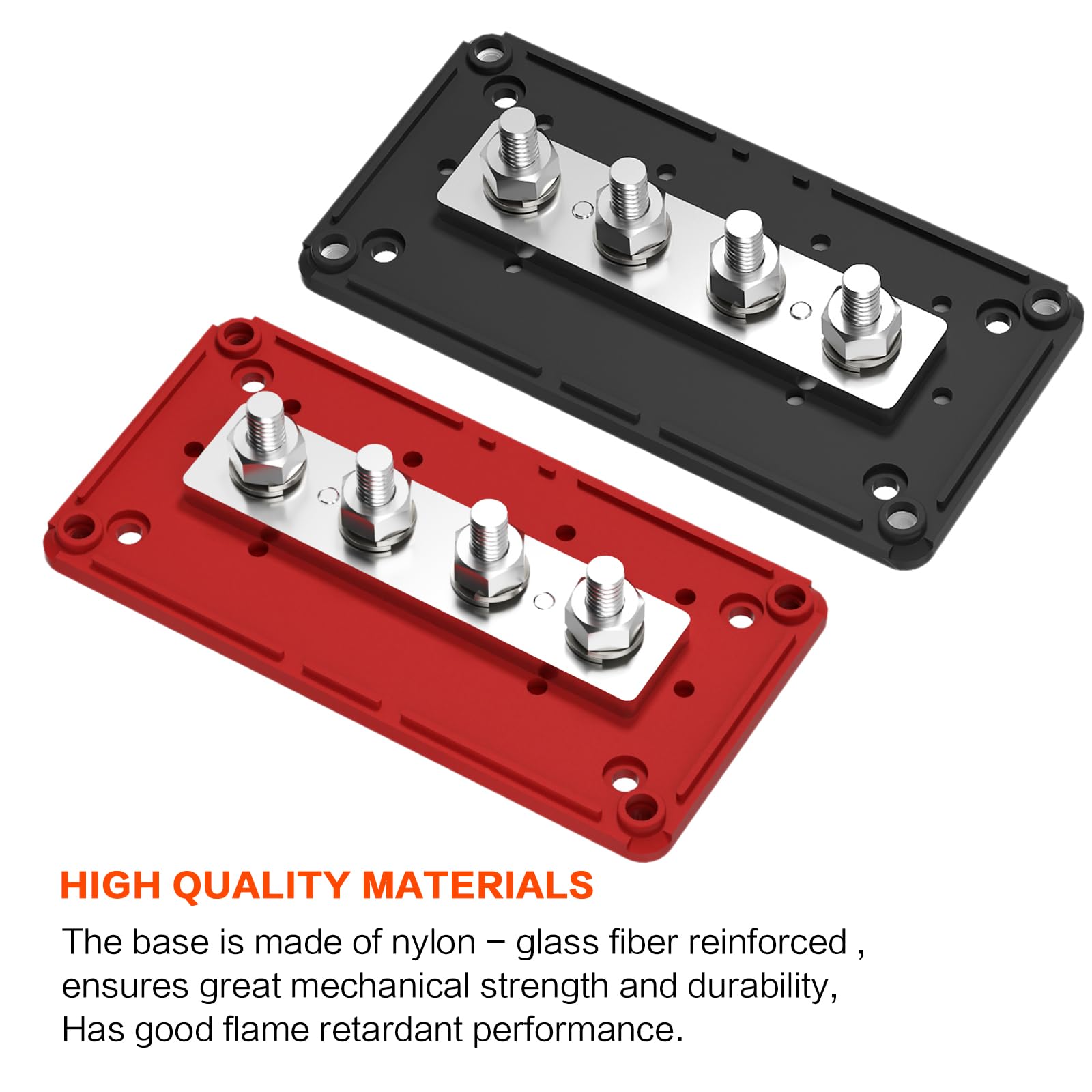 Amomd 2Pcs 300A Bus Bar Box Nickel Plated Brass Power Distribution Block With 4Xm8 (5/16 Inch) Positive Negative Ground Battery