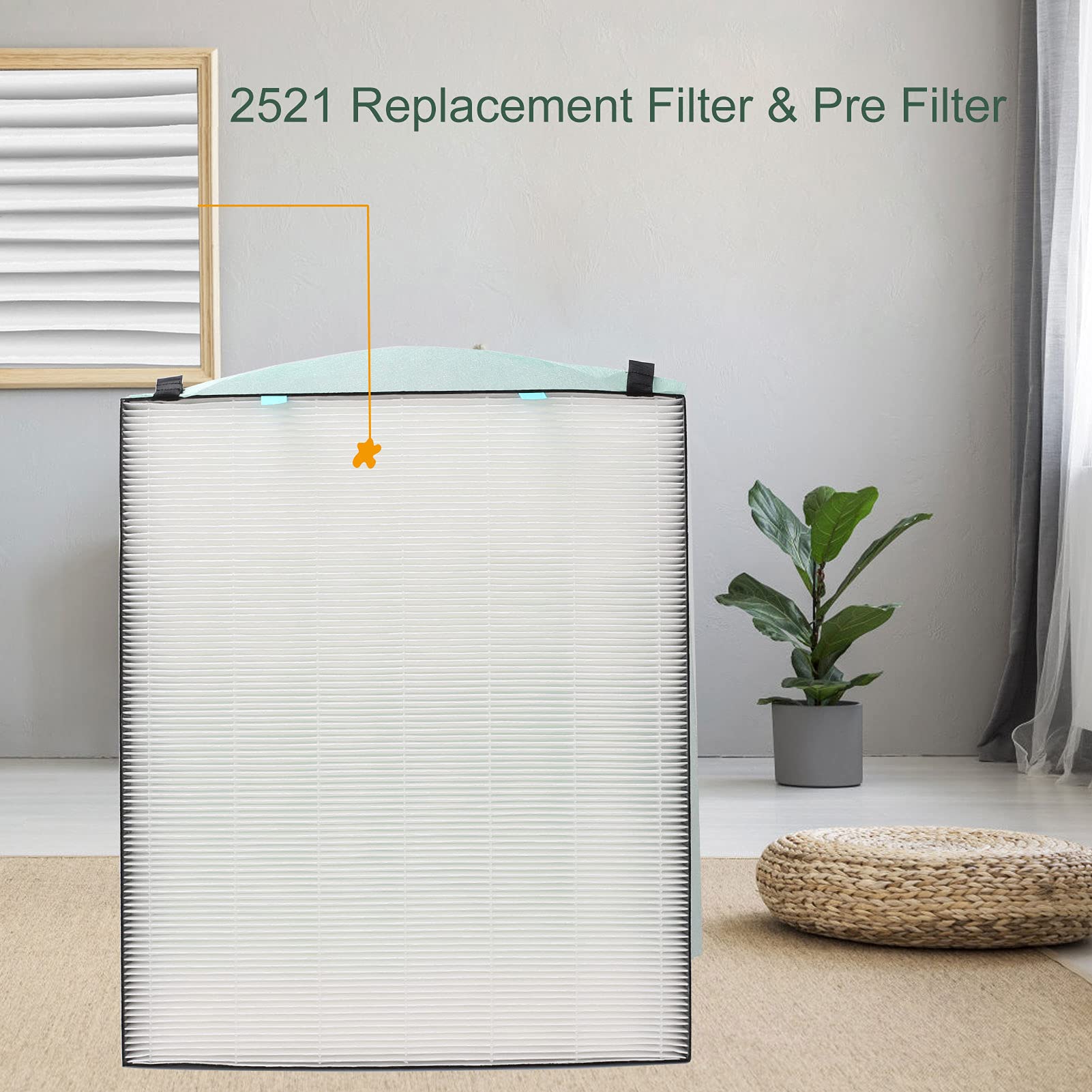 Replacement 400 Filter For Bissell Air400 2521 Pre Filter, 2520 Active Carbon Filter, Filter With 1 Carbon Filter, Compared To P