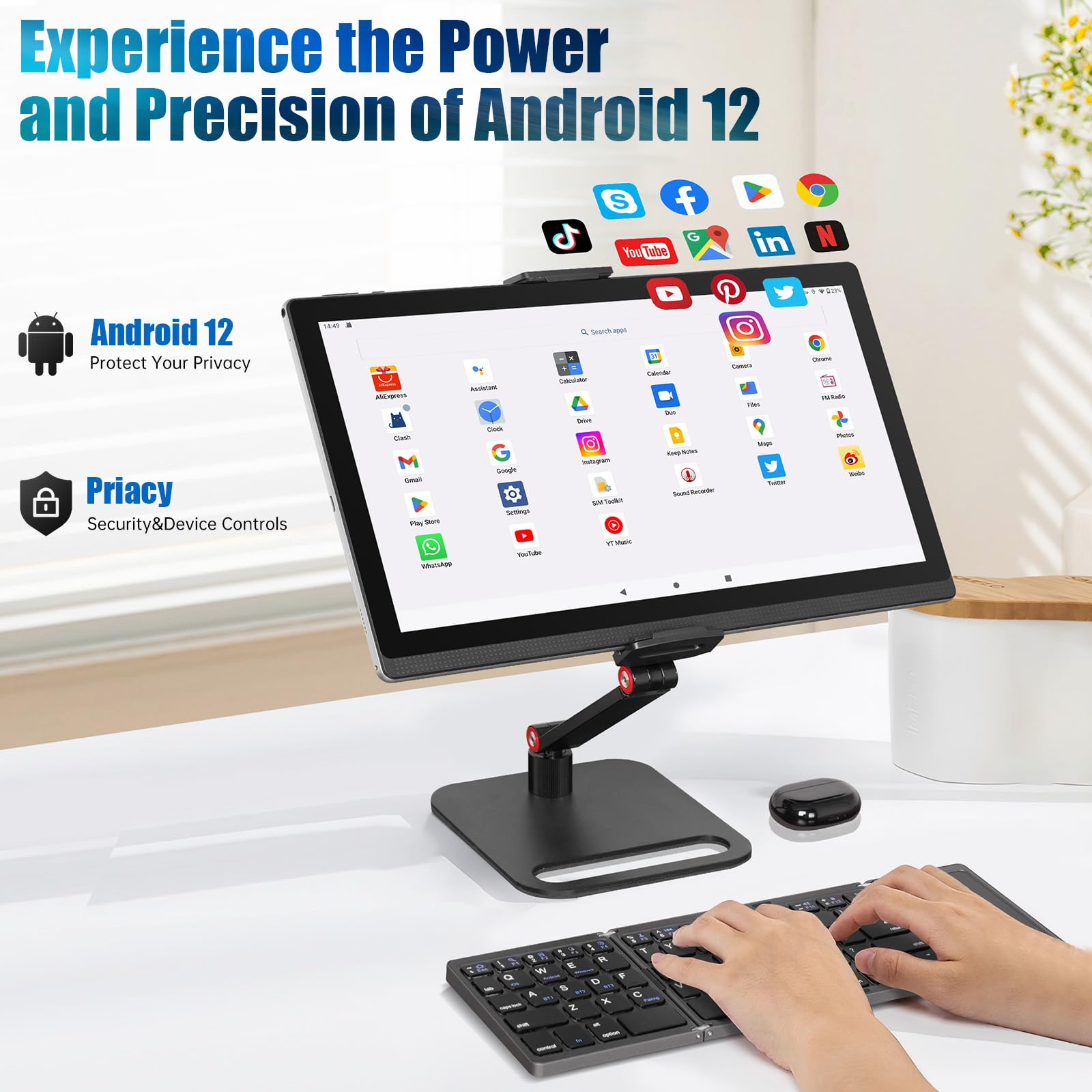 14.1 Inch Android 12 Tablet, 2023 Computer Meswao Big Tablet With 1080P Ips Hd Display, Large Screen Tablet With 8 Core, 6+128G,