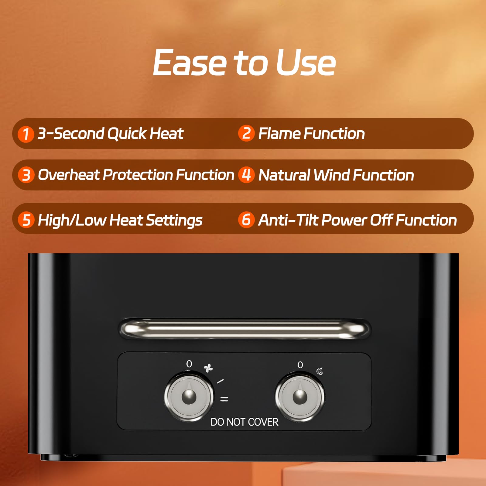 Feculs Electric Fireplace Heater, 3 In 1 Portable Fireplace Heaters For Indoor Use, 750/1500W Space Heater Indoor, Realistic 3D