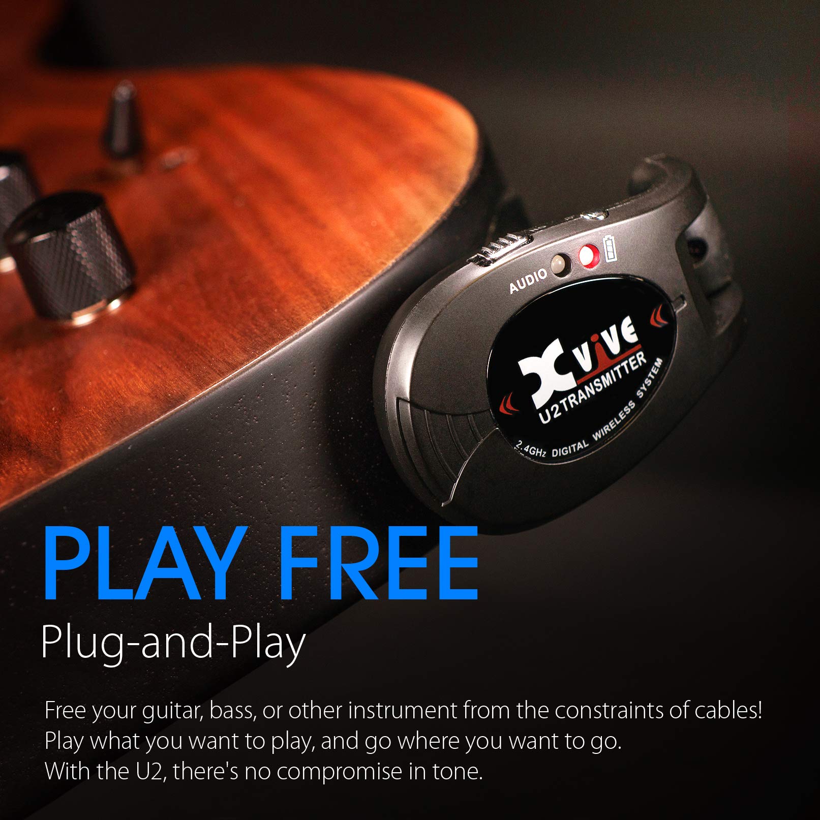 Xvive U2 Wireless Guitar System Rechargeable 2.4Ghz Guitar Wireless Transmitter And Receiver For Electric Guitar Bass Violin Key