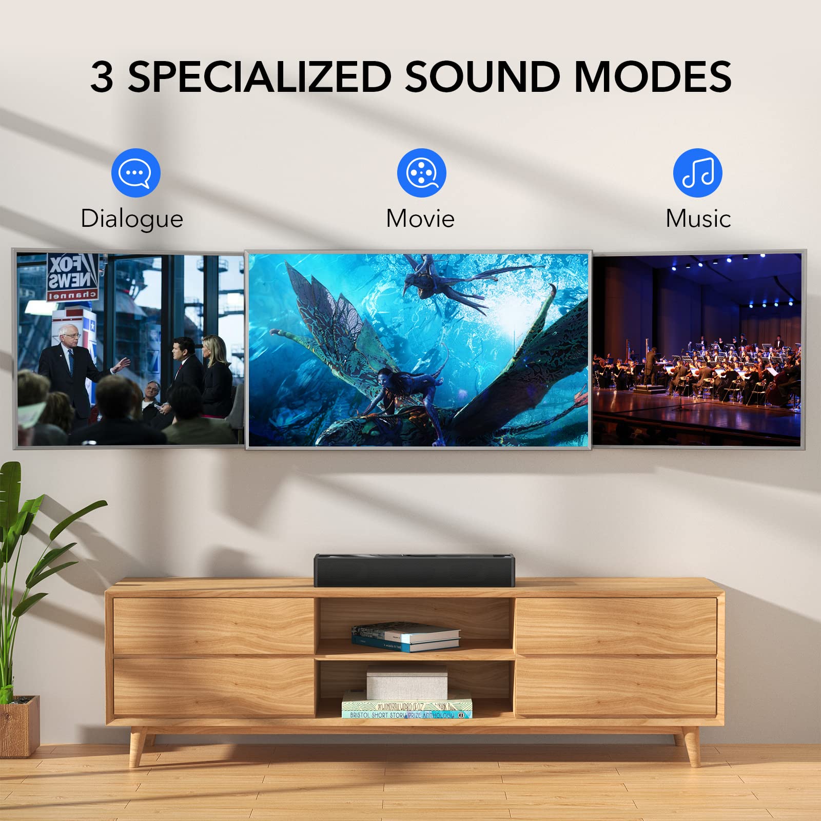 Larksound Small Sound Bar For Tv, Pc, Gaming, Surround Sound System, Mini Tv Speaker Soundbar With Bluetooth/Hdmi Arc/Optical/Au