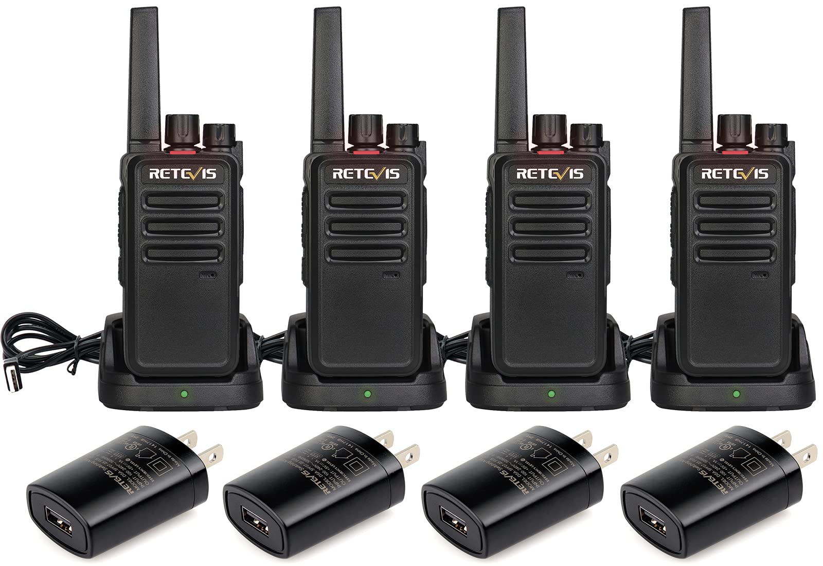 Retevis Rt68 Walkie Talkies For Adults, 2 Way Radios Long Range, Hands Free, 1200Mah Battery, Portable Walkie Talkie Rechargeable With Usb Charging Base, For Hunting Hiking (4 Pack)