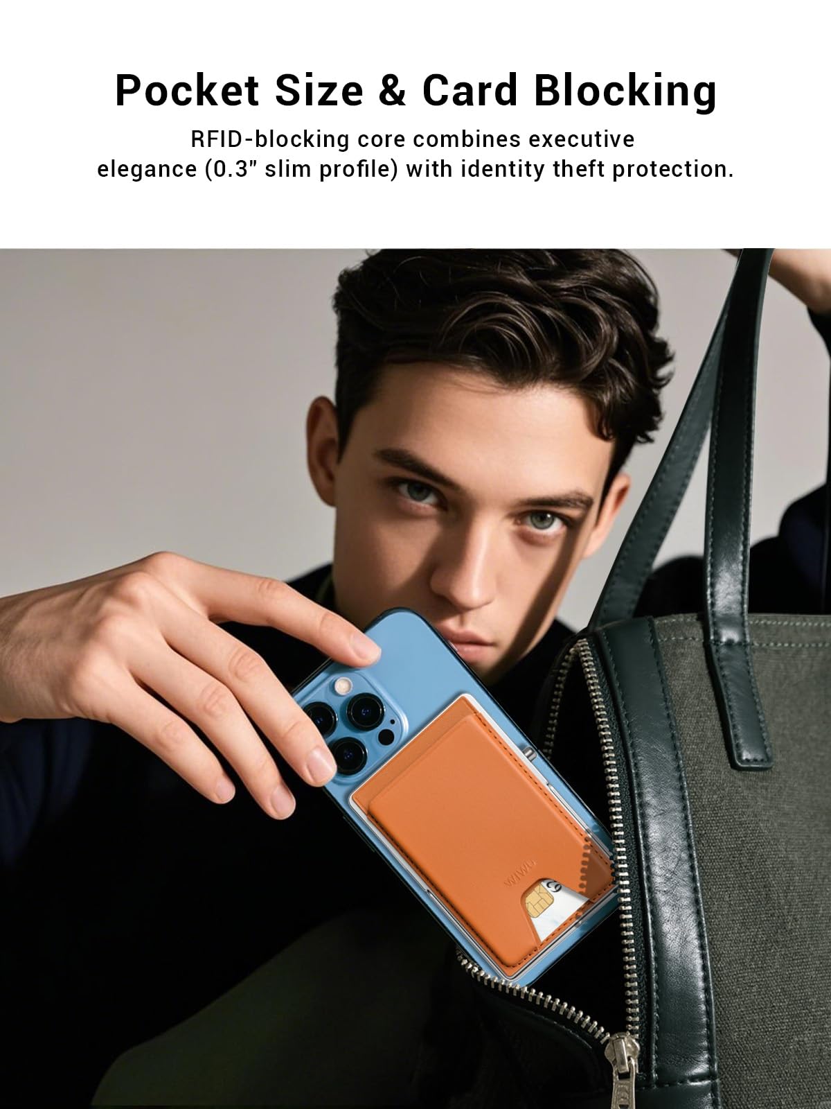 Wiwu Magnetic Wallet 7 Card Holder With Adjustable Stand Rfid Blocking Ultra Lightweight Thin Metal Leather Travel Wallet For Ip