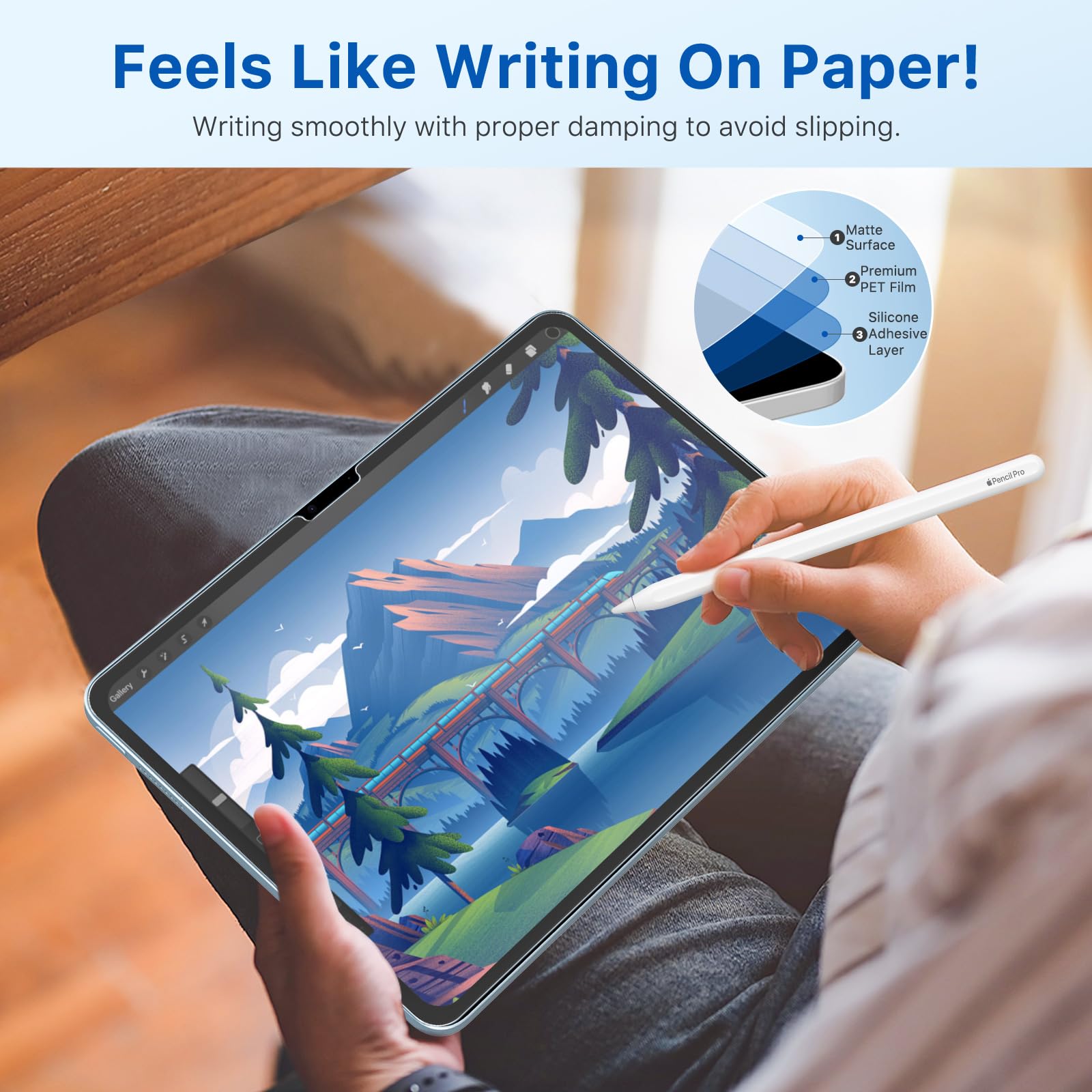 MoKo 2 Pack Paper Screen Protector for iPad Air 11 Inch M3 2025/M2 2024 (Air 7th/6th Generation), Write and Draw Like on Paper Anti Glare Matte PET Film, Anti Scratch, Compatible with Apple Pencil
