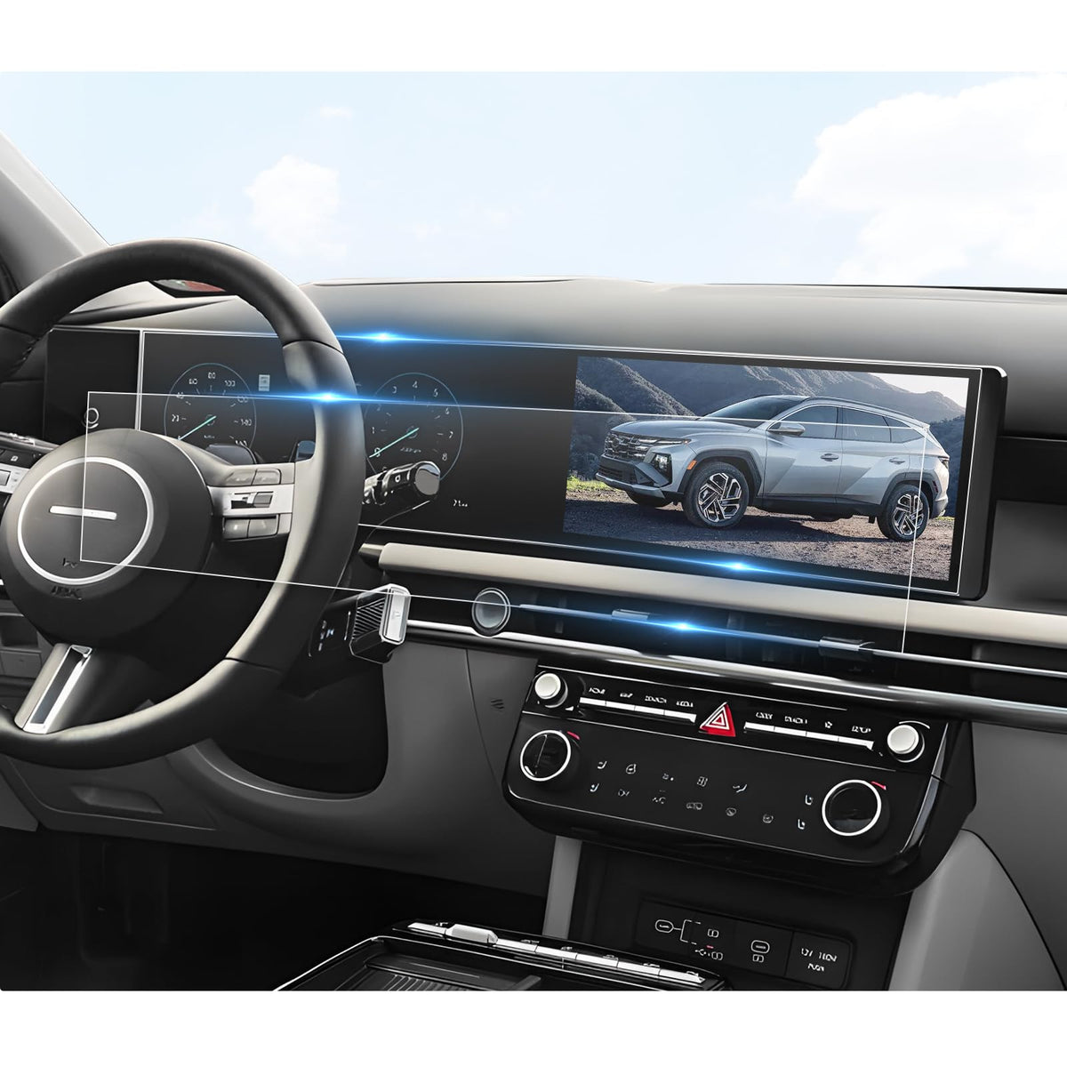 Bibibo [2Pcs] For 2025 Hyundai Tucson Screen Protector 22025 Hyundai Tucson/2025 Hyundai Santa Cruz 12.3' Nano Protective Film [Anti-Glare&Scratch Ultra-Clear] 2025 Hyundai Tucson Accessories 2025 Santa Cruz Trucks