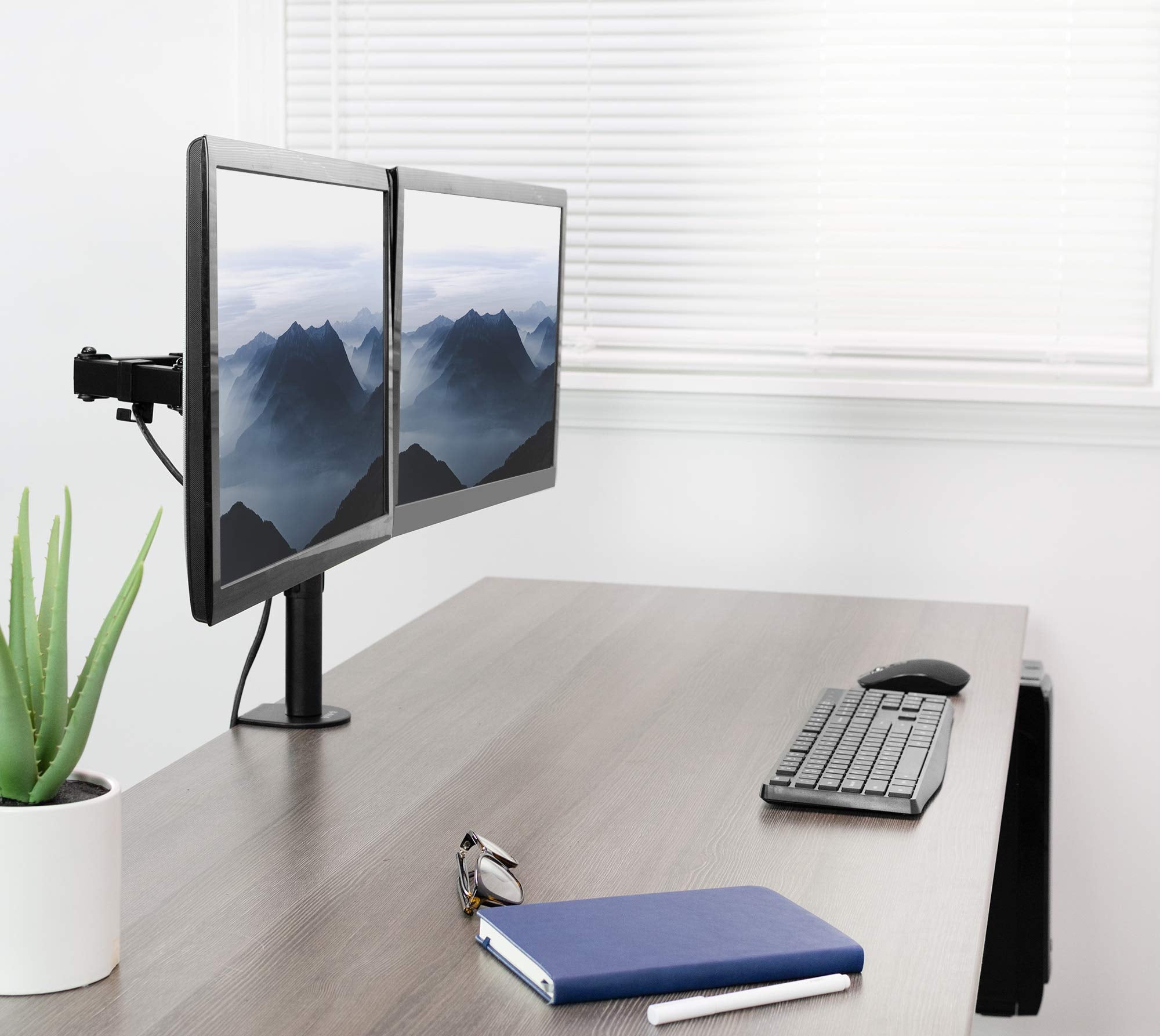 VIVO Dual 13 to 30 inch LCD Monitor Desk Mount, Fully Adjustable Stand with Tilt and Swivel, Holds 2 Screens with Max VESA 100x100, STAND V200B
