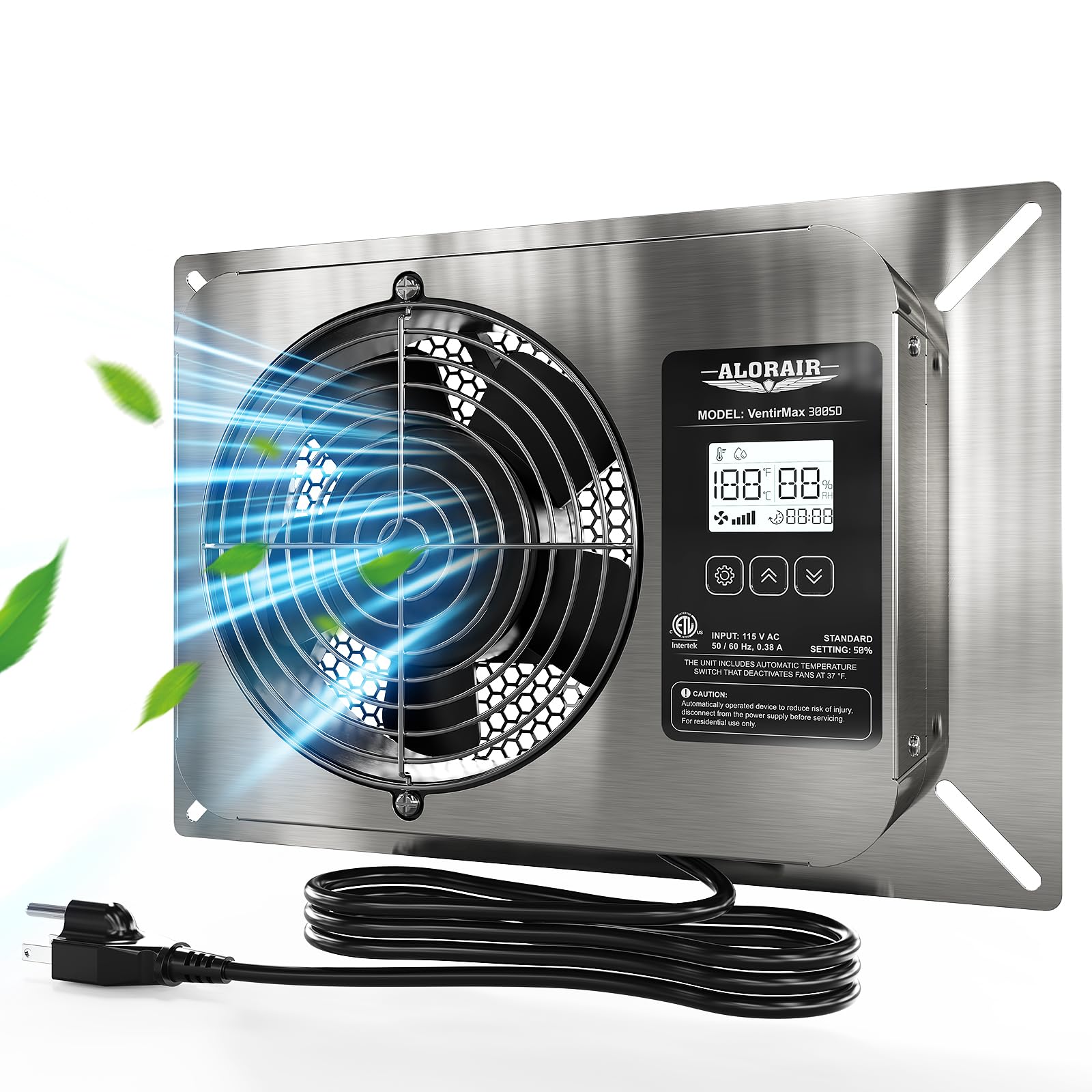 Alorair 300 Cfm Crawlspace Ventilator Fan With Humidistat, Stainless Steel Exhaust Vent Fans With Digital Display, Timing Cycle,