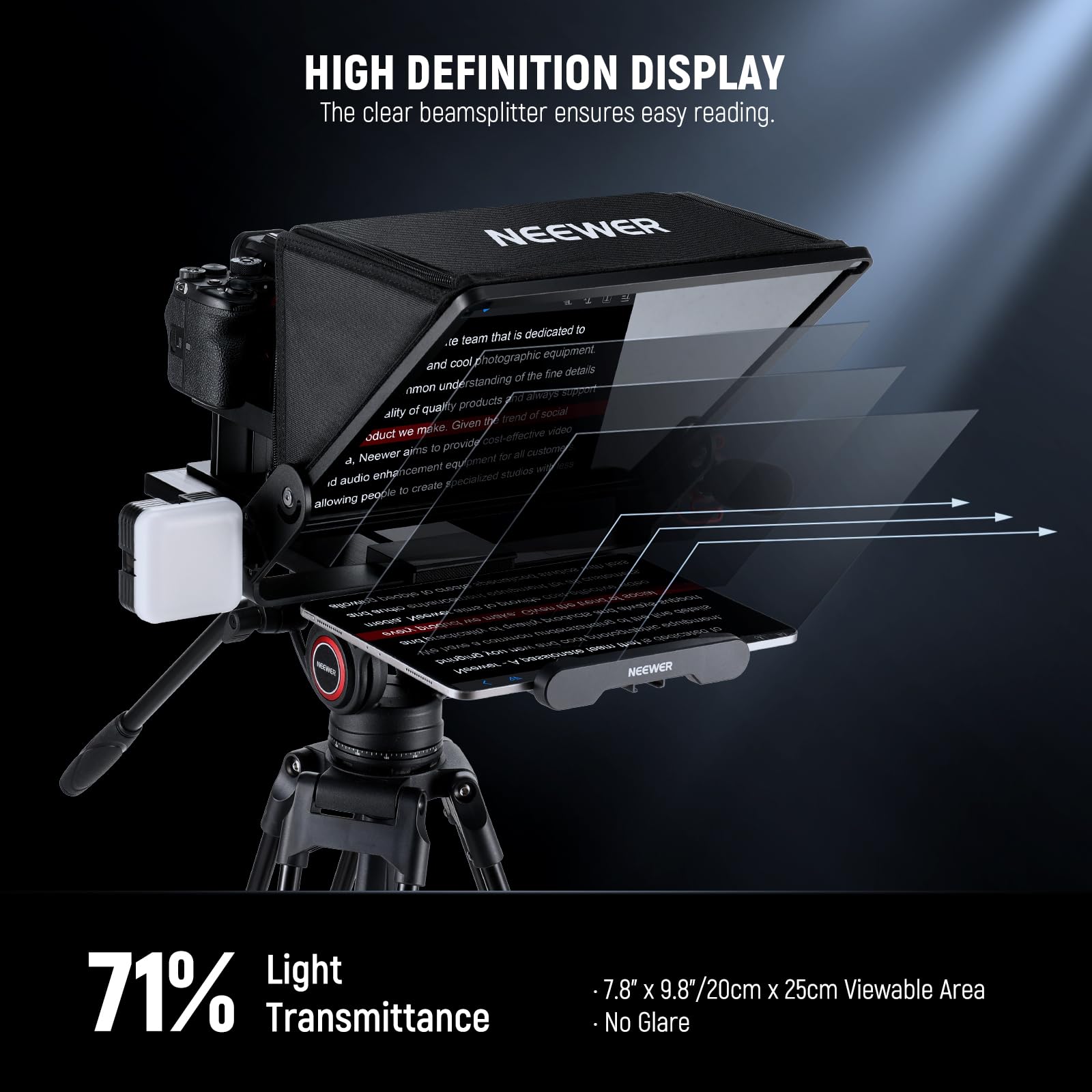 Neewer Teleprompter X14 Iii With Rt113 Remote/App Control, 45 Tilt 14'' Beamsplitter All Metal Frame Upgraded Camera Mount Qr Pl