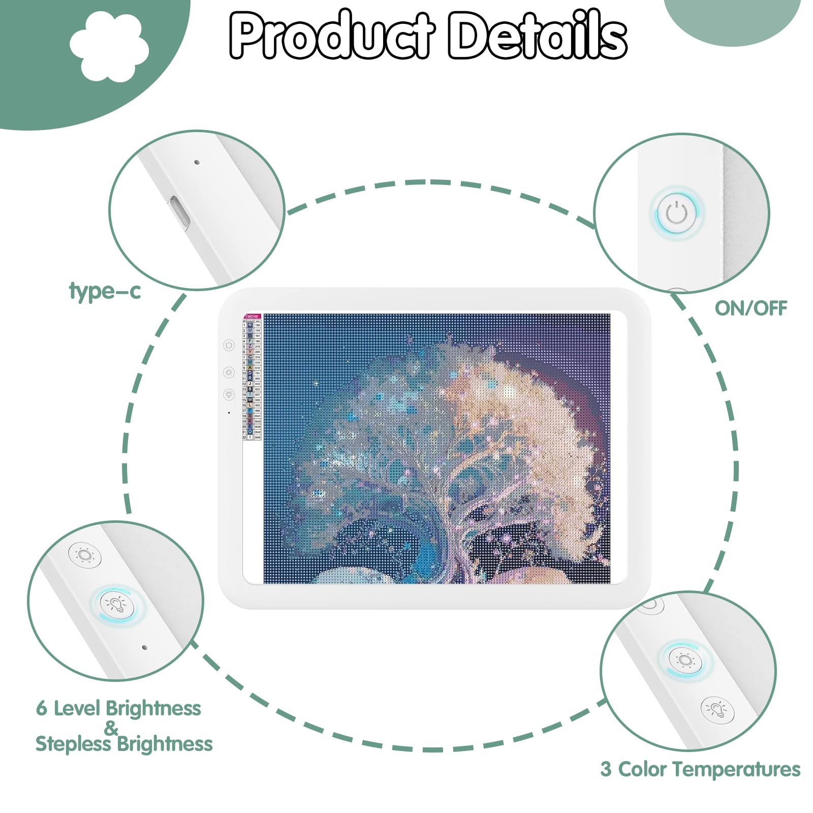 Keiwrlight A4 Light Board For Tracing Pad   Rechargeable Portable Thin Light Table 3 Colors Light Stepless 6 Level Brightness Li