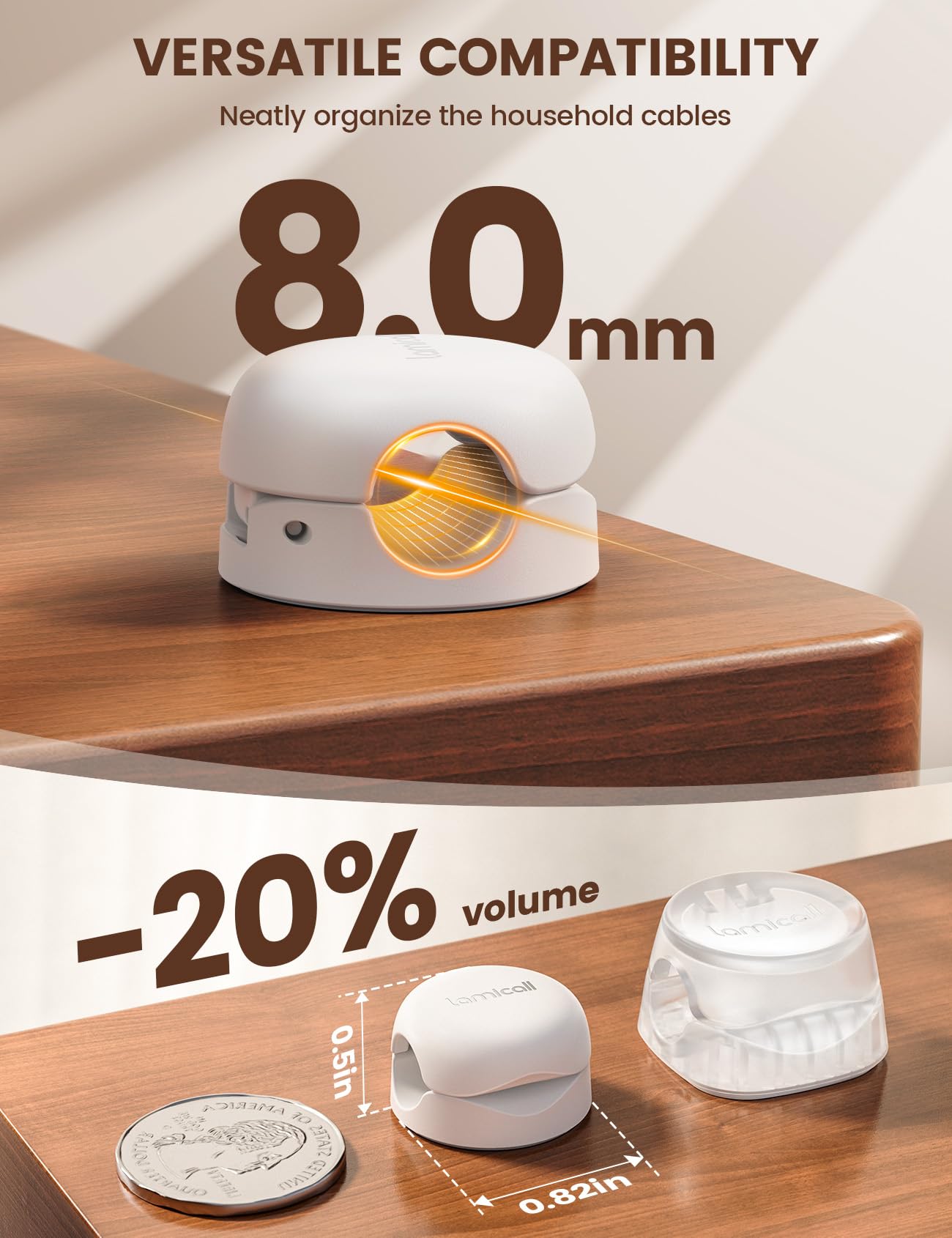 Lamicall Cord Organizer, Spring Cable Management Clips   6Pack Compact Desk Cable Holder Clips, Nightstand Phone Charging Cord H