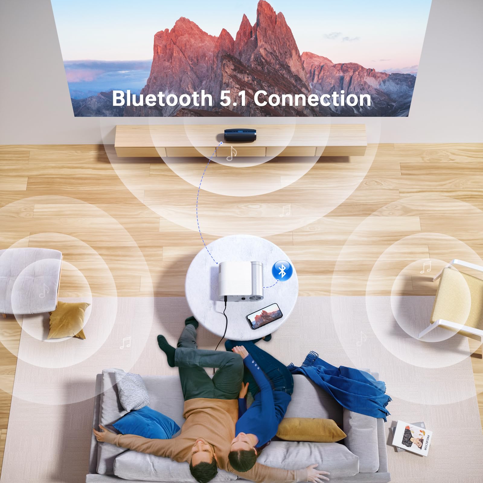 Projector With Wifi And Bluetooth, Antmap Mini Projector For Phone Native 1080P Bluetooth Projector Wireless Wifi Projector Comp