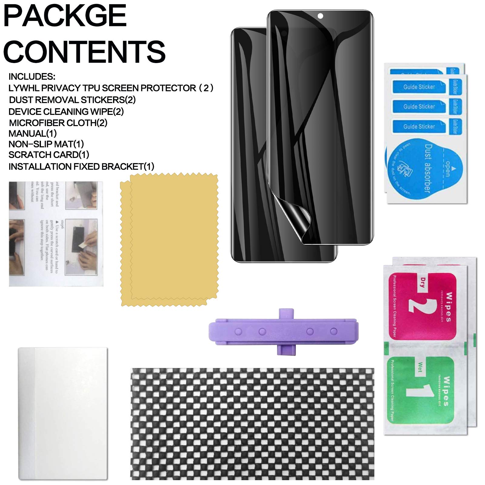 Lywhl 2 Pack For Galaxy S21 Ultra Privacy Screen Protector, Anti Spy Full Adhesive Coverage Film For Samsung Galaxy S21 Ultra, [