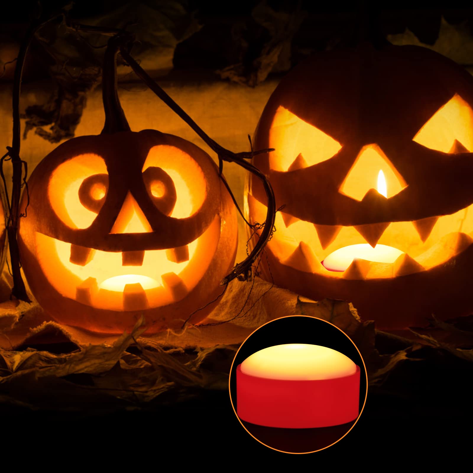 Solled 4 Pack Halloween Led Pumpkin Lights, Pumpkin Lights Decoration Bright And Flickering Flameless Candles With Remote Contro