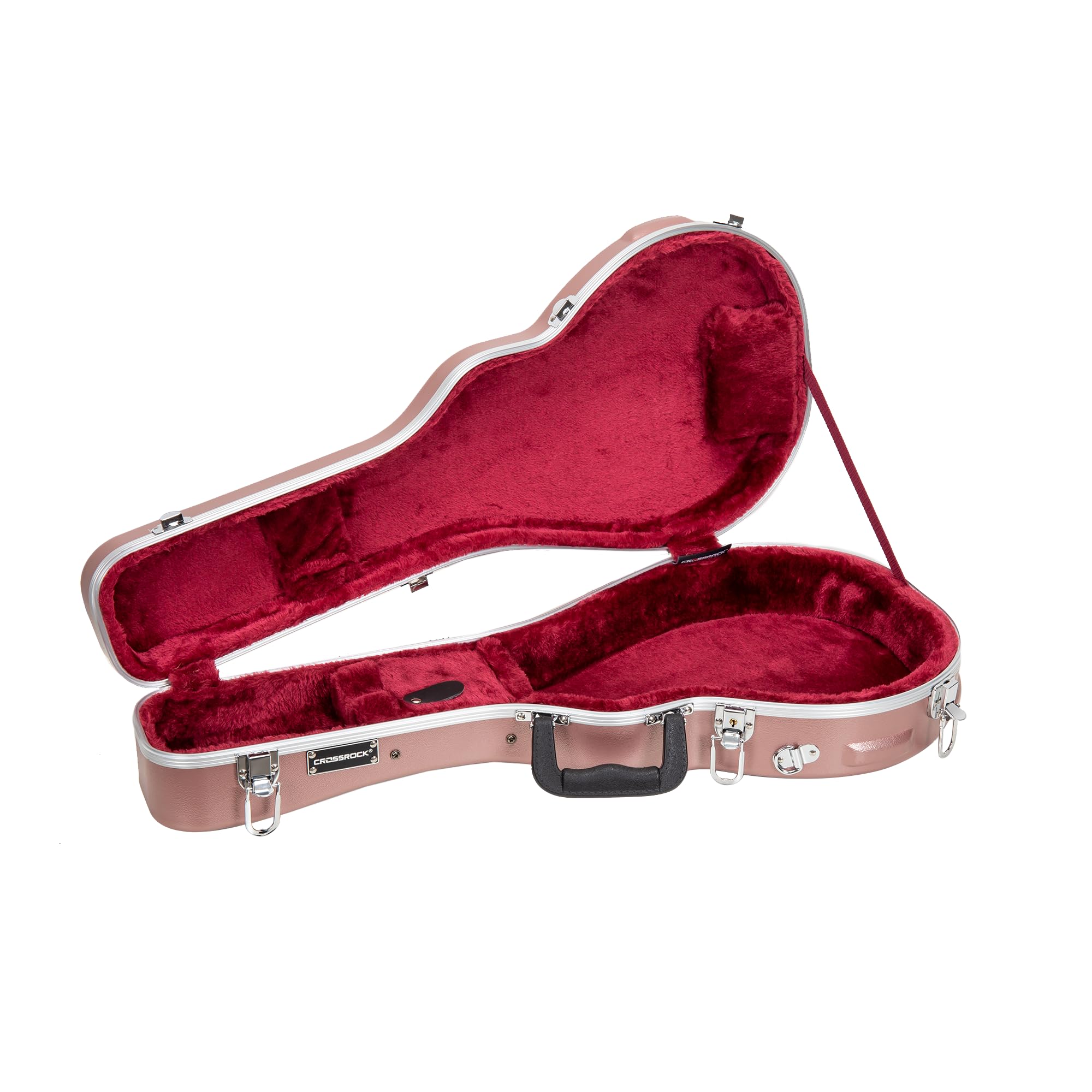 Crossrock F-Style Mandolin Case | Abs Molded Hardshell With Security Lock, Metal Feet, And Detachable Straps-Rose Gold (Cra862Mf