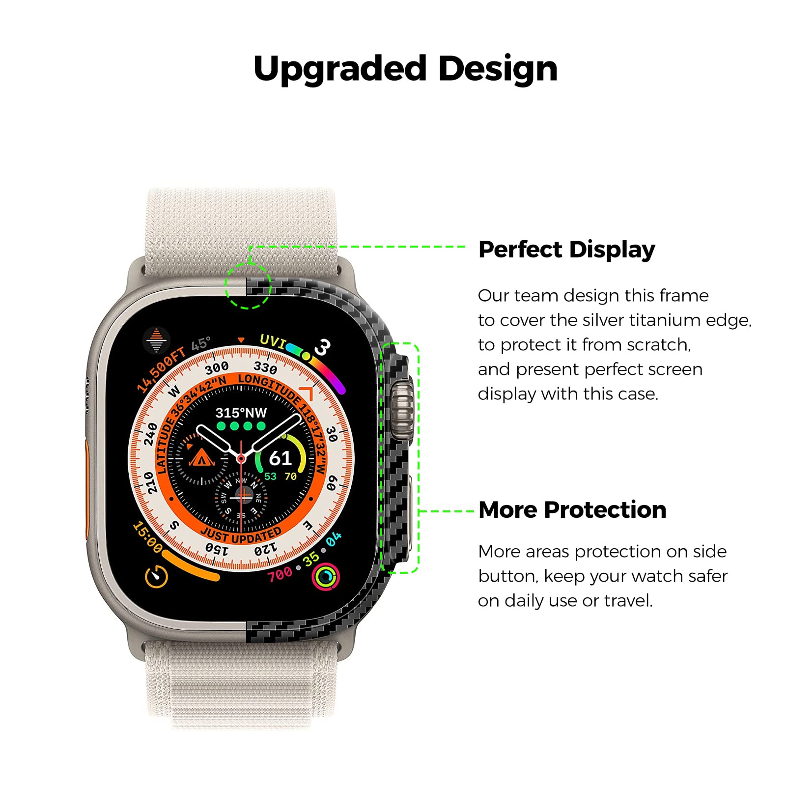 Monocarbon Real Carbon Fiber Case For 49Mm Apple Watch Ultra 1&2 Universal,Dropproof Anti-Scratch Slim Protective Hard Cover For