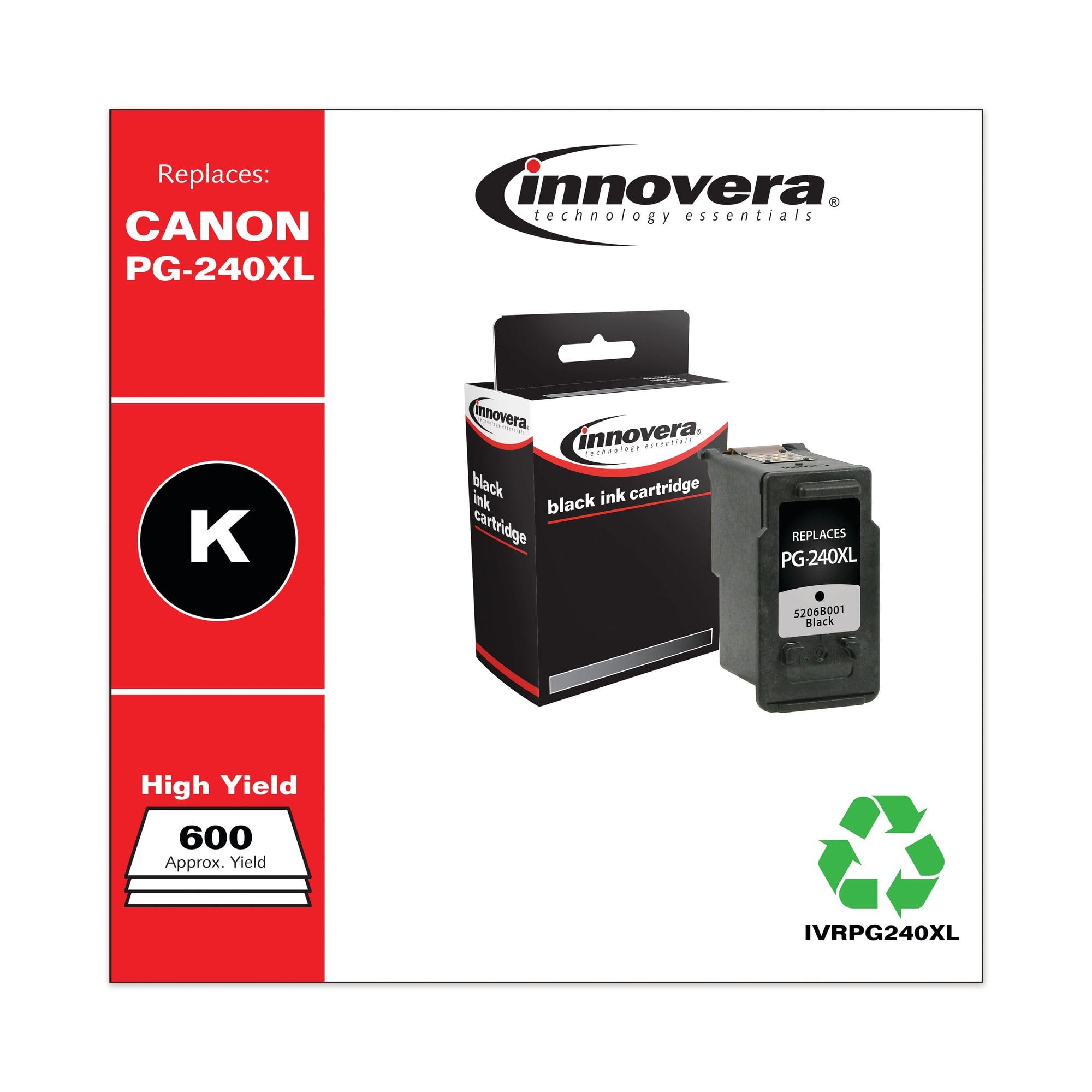 Innovera Remanufactured Black High Yield Ink, Replacement For Pg 240Xl (5206B001), 300 Page Yield