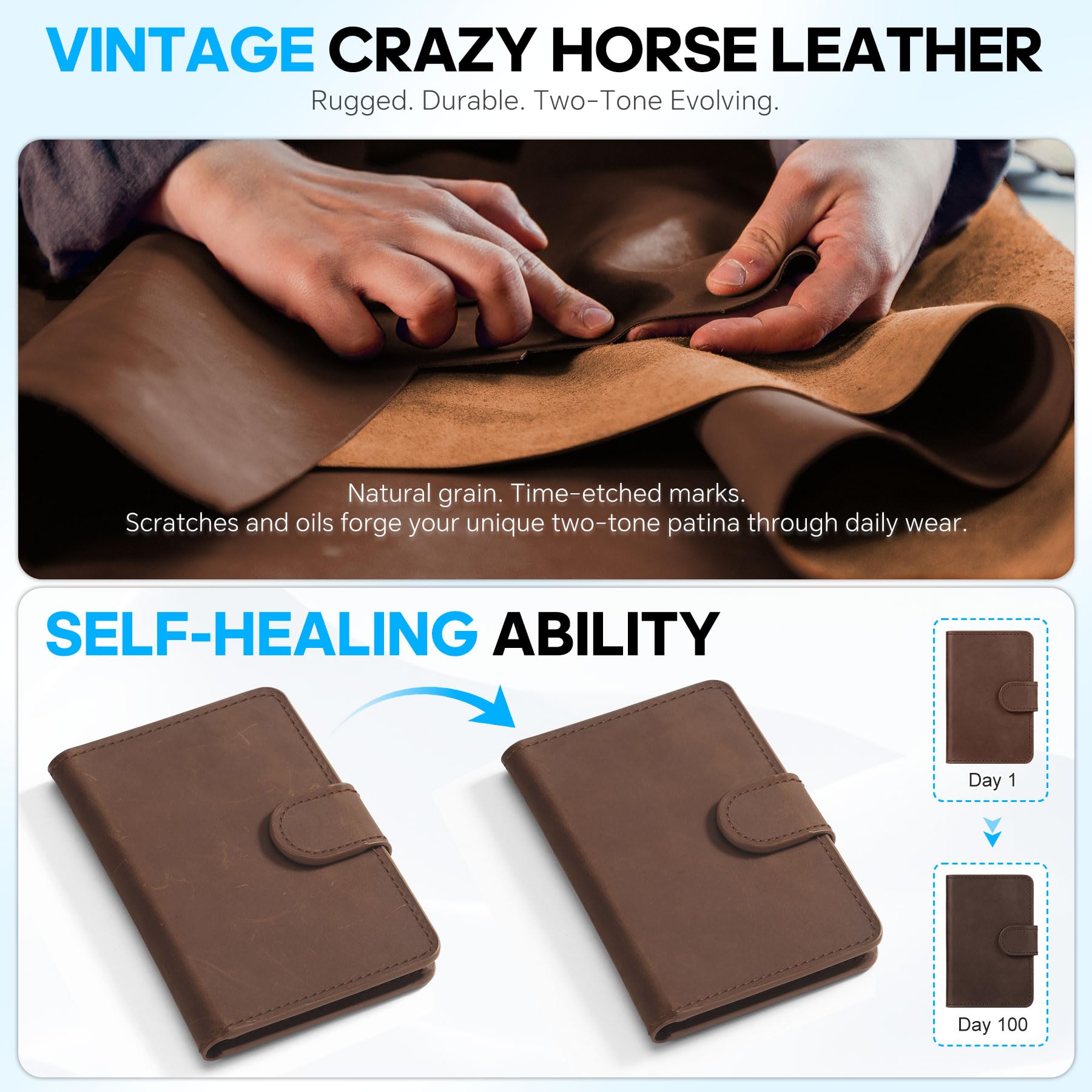 Shieldon For Magsafe Genuine Leather Magnetic Card Wallet Holder, Minimalist Rfid Blocking 6 Card, Id Window, Front Pocket Walle