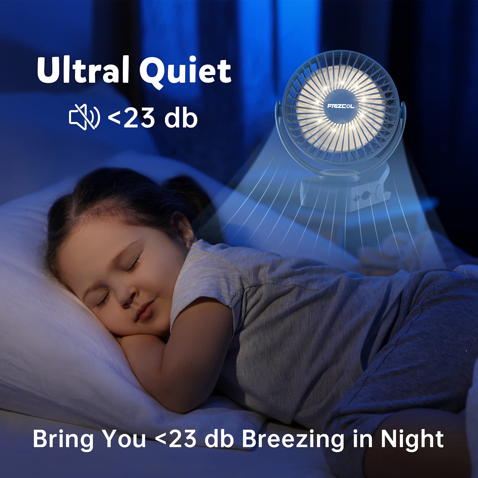 Clip On Fan 65 Hours Portable Desk Fan Rechargeable With Led Lights & Hooks 12000 Capacity Battery Operated Fan With Clips Small