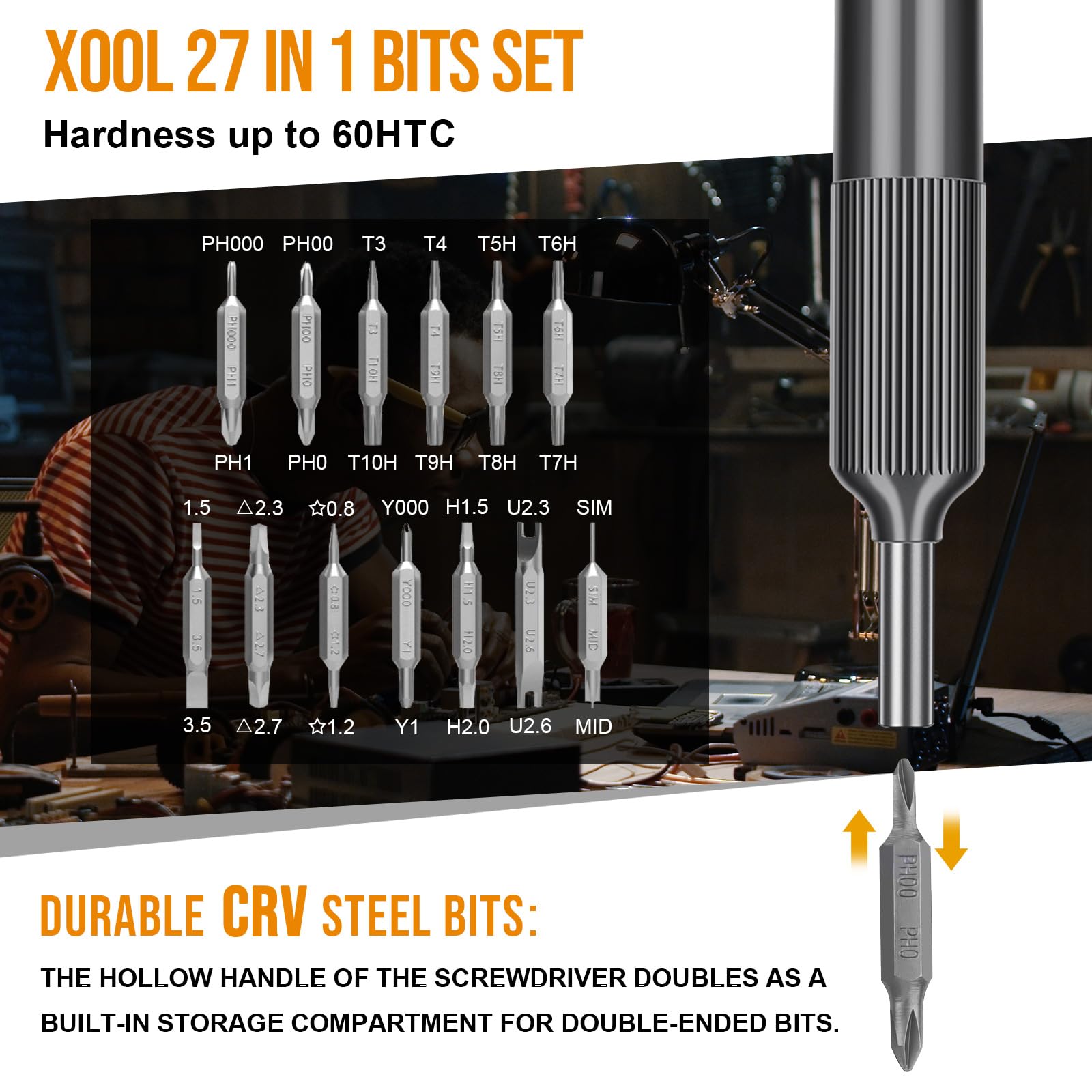 Xool 27 In 1 Precision Screwdriver Set, Pen Style Mini Screwdriver With Built In Storage, Magnetic Bit Holder, Ideal For Electro