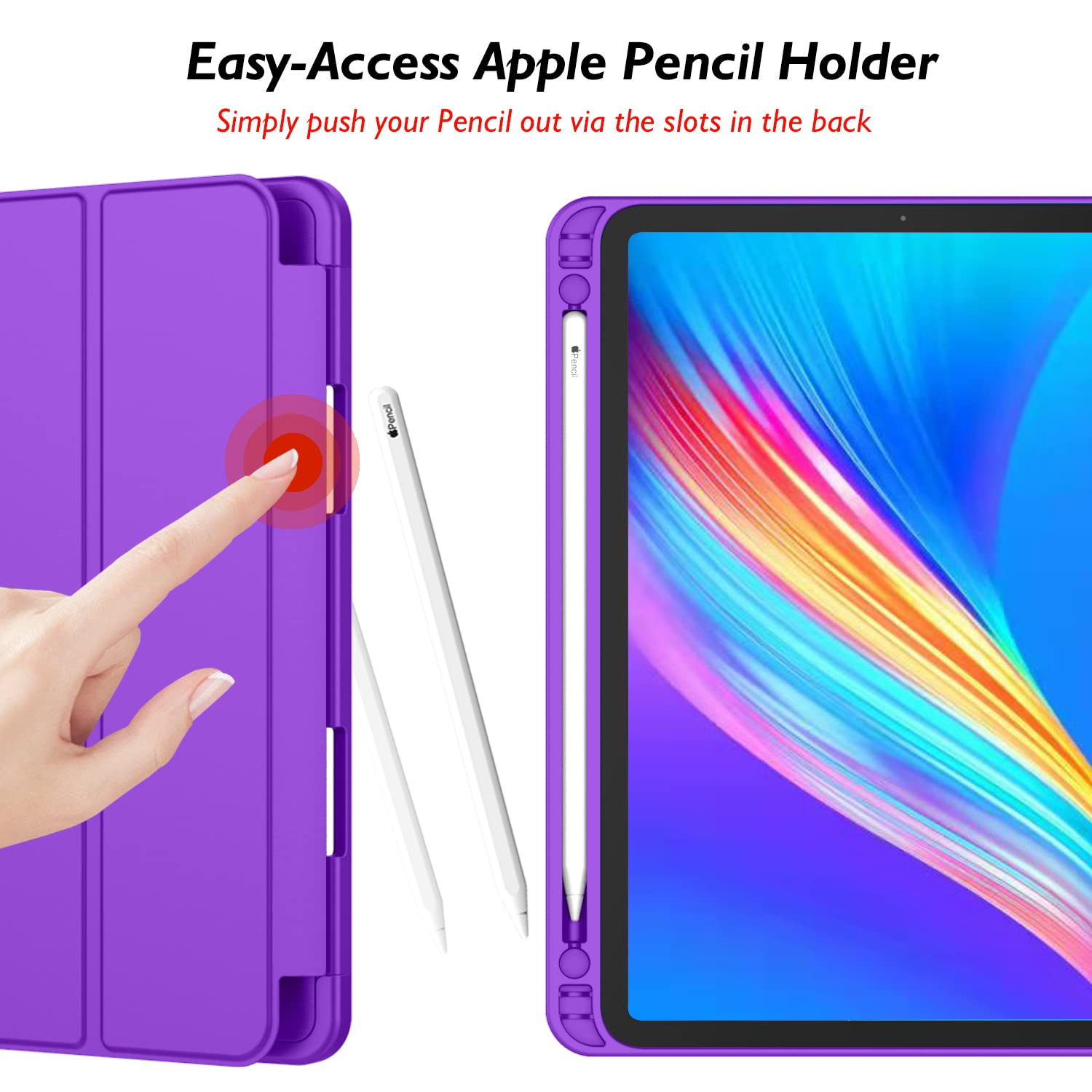 Imieet New Ipad Pro 11 Inch Case 2022(4Th Gen)/ 2021(3Rd Gen) With Pencil Holder [Support Ipad 2Nd Pencil Charging/Pair],Trifold Stand Smart Case With Soft Tpu Back,Auto Wake/Sleep(Grape Purple)