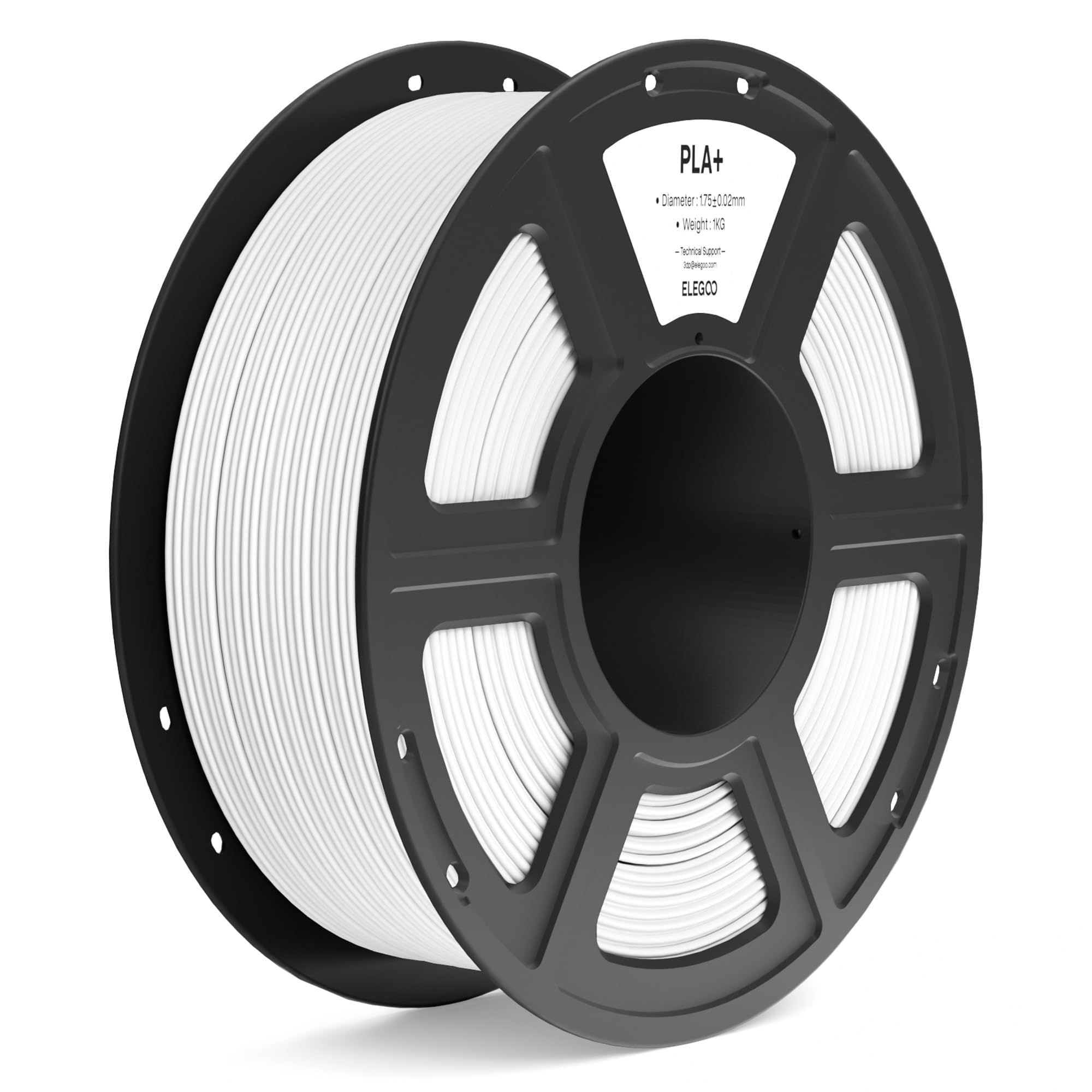 ELEGOO PLA+ Filament 1.75mm White 1KG, High Toughness PLA Plus 3D Printer Filament Dimensional Accuracy +/- 0.02mm, 1kg Spool(2.