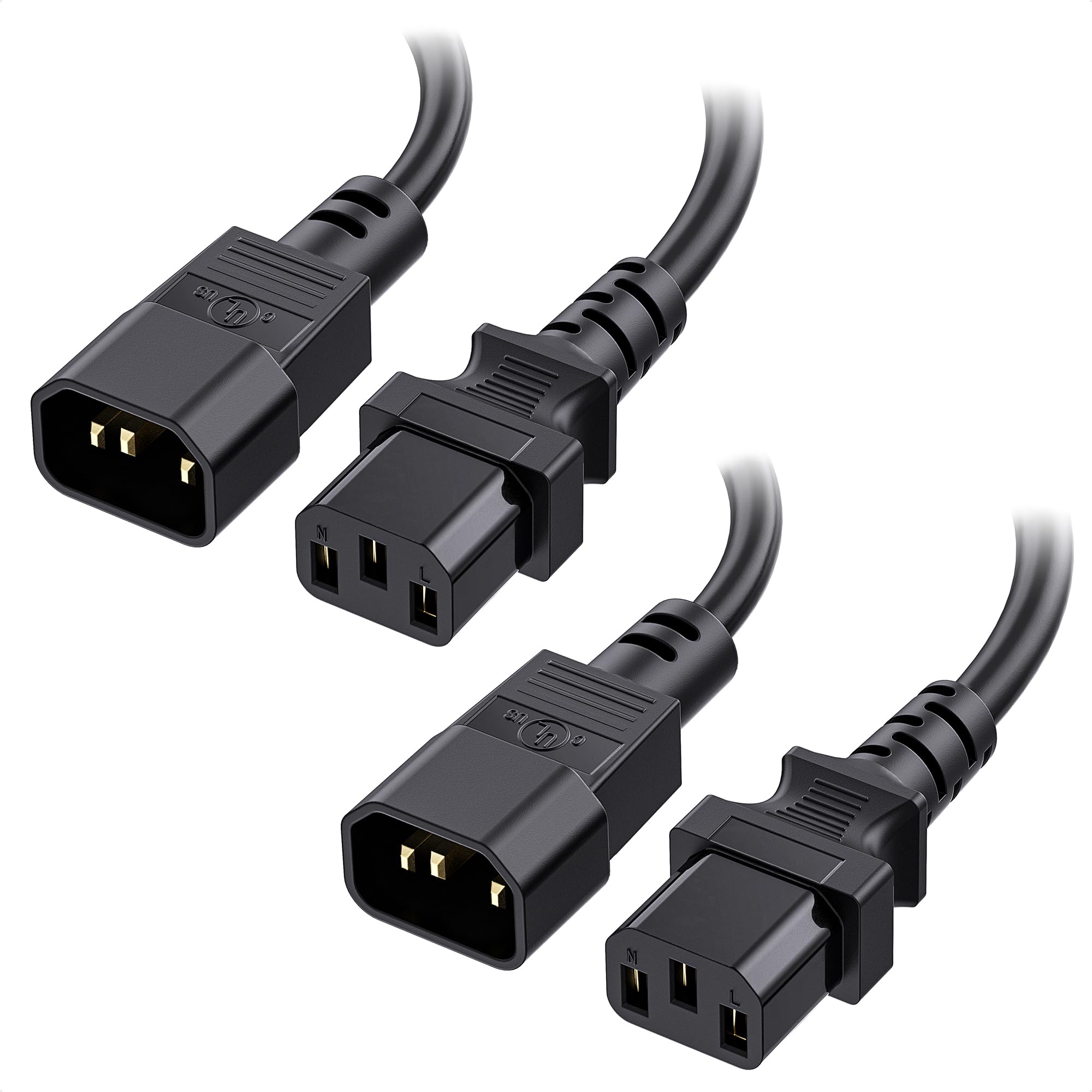 Cable Matters 2 Pack Computer to PDU Power Extension Cord, Power Extension Cable 6 ft (IEC C14 to IEC C13 PDU Power Cord)