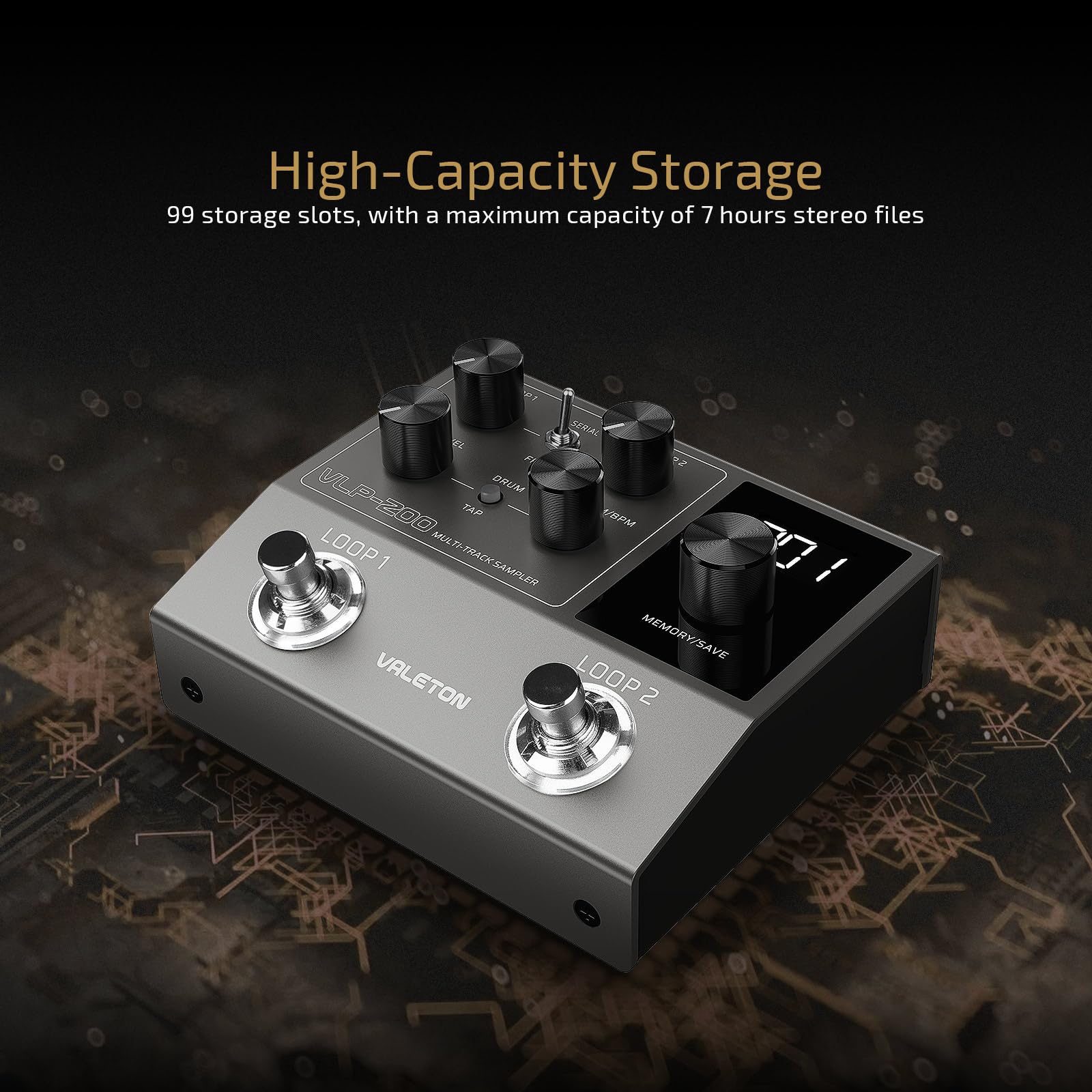 Valeton Looper Pedal Dual Track Stereo Looper For Guitar, Bass, Keyboard, Vocals Drum Machine 99 Project Storage Spaces Software