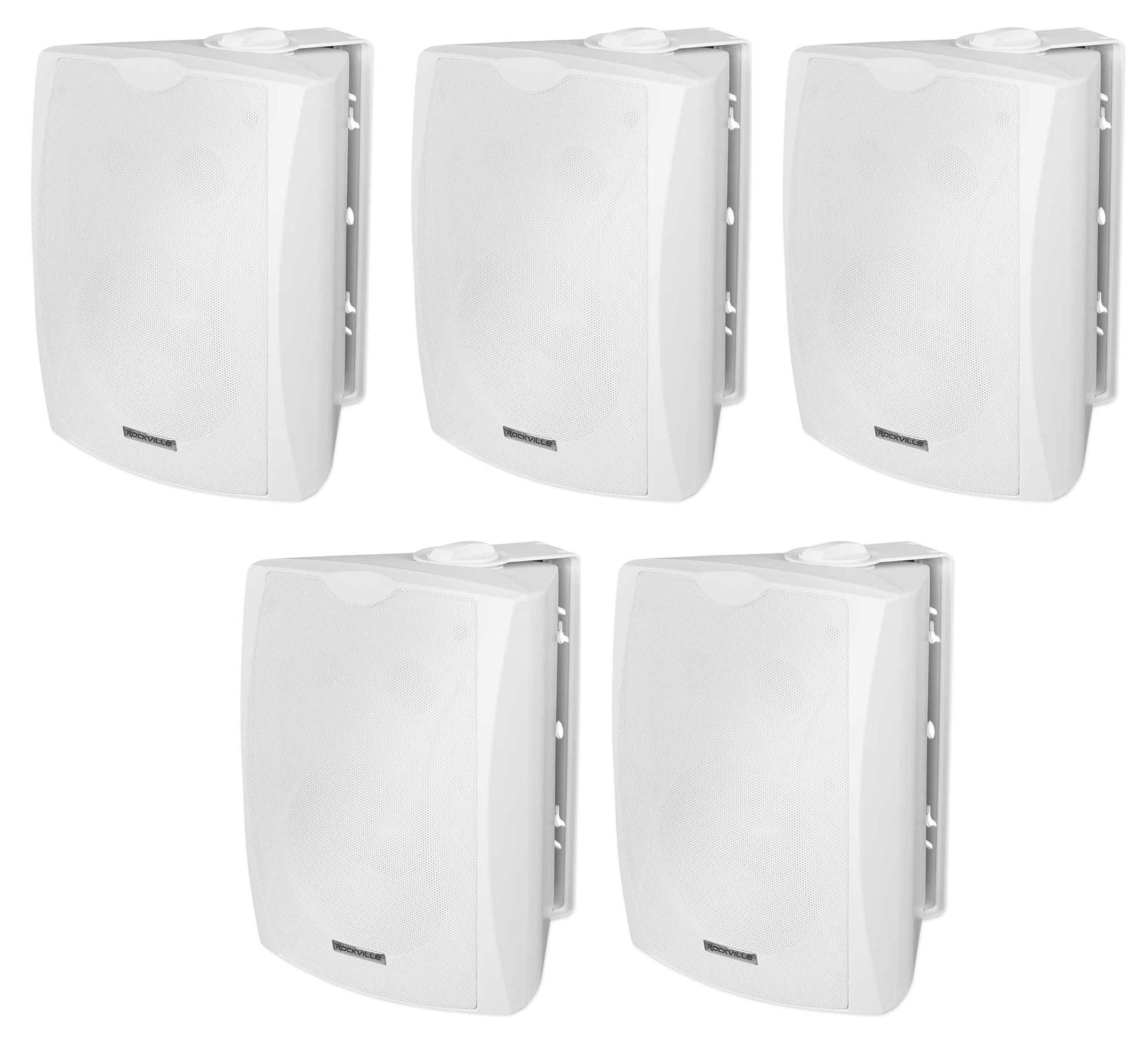 Rockville WET-6W White 70V 6.5 in Indoor/Outdoor Wall Speakers IPX55 Rated, Swivel Mount Bracket, Weather Resistant for Restaura