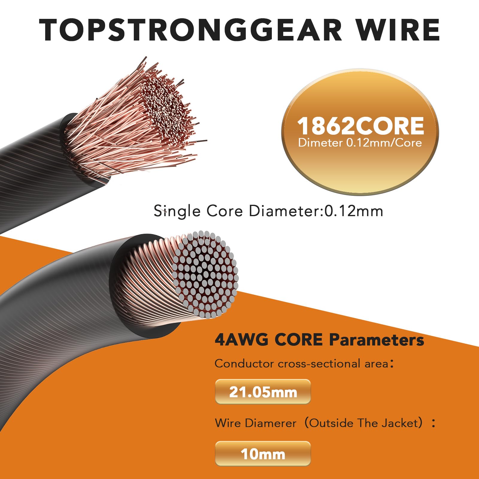 Topstronggear 4 Gauge Black 25Ft Power/Ground Wire Copper Clad Aluminum Cca True 4 Awg Power Wire True Spec And Soft Touch Cable
