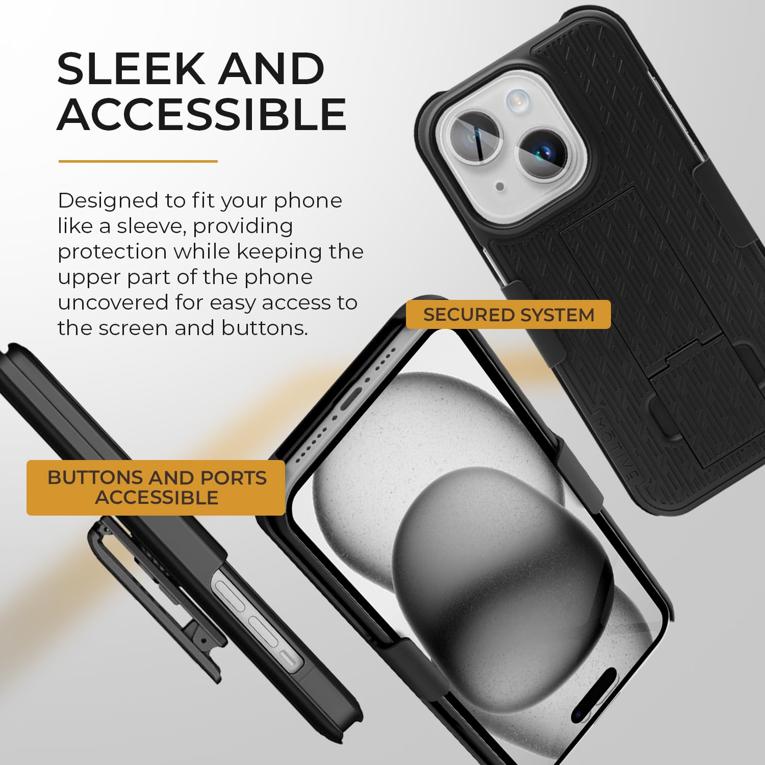 Motive For Iphone 15 Plus Case With Belt Clip, Shell Holster Combo For Apple Iphone 15 Plus Holster, Slim Rugged Case, Drop Shoc