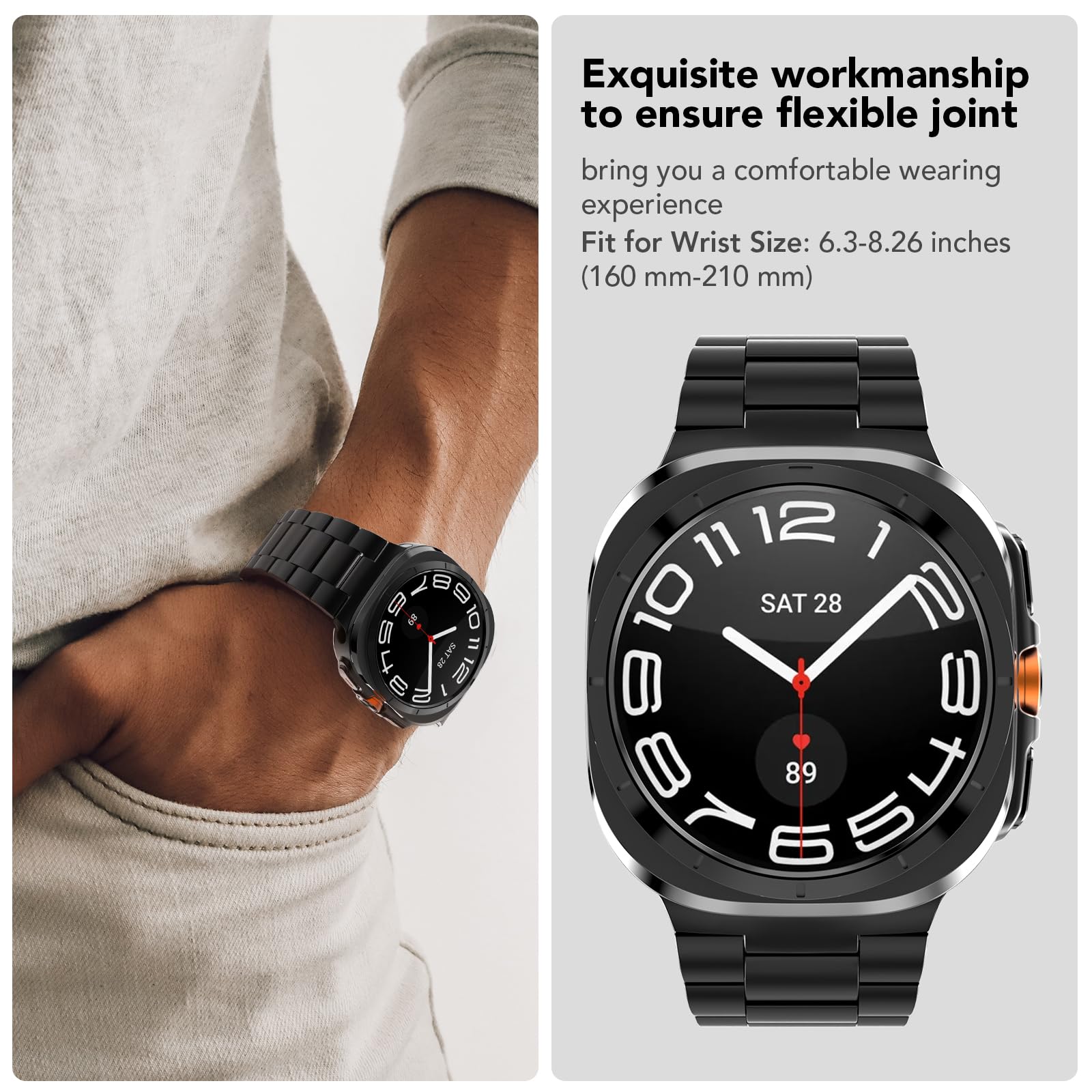 Band Compatible With Samsung Galaxy Watch Ultra 47Mm(2024),Metal Stainless Steel Bands Strap Men Women,Not For Galaxy Watch 7 6