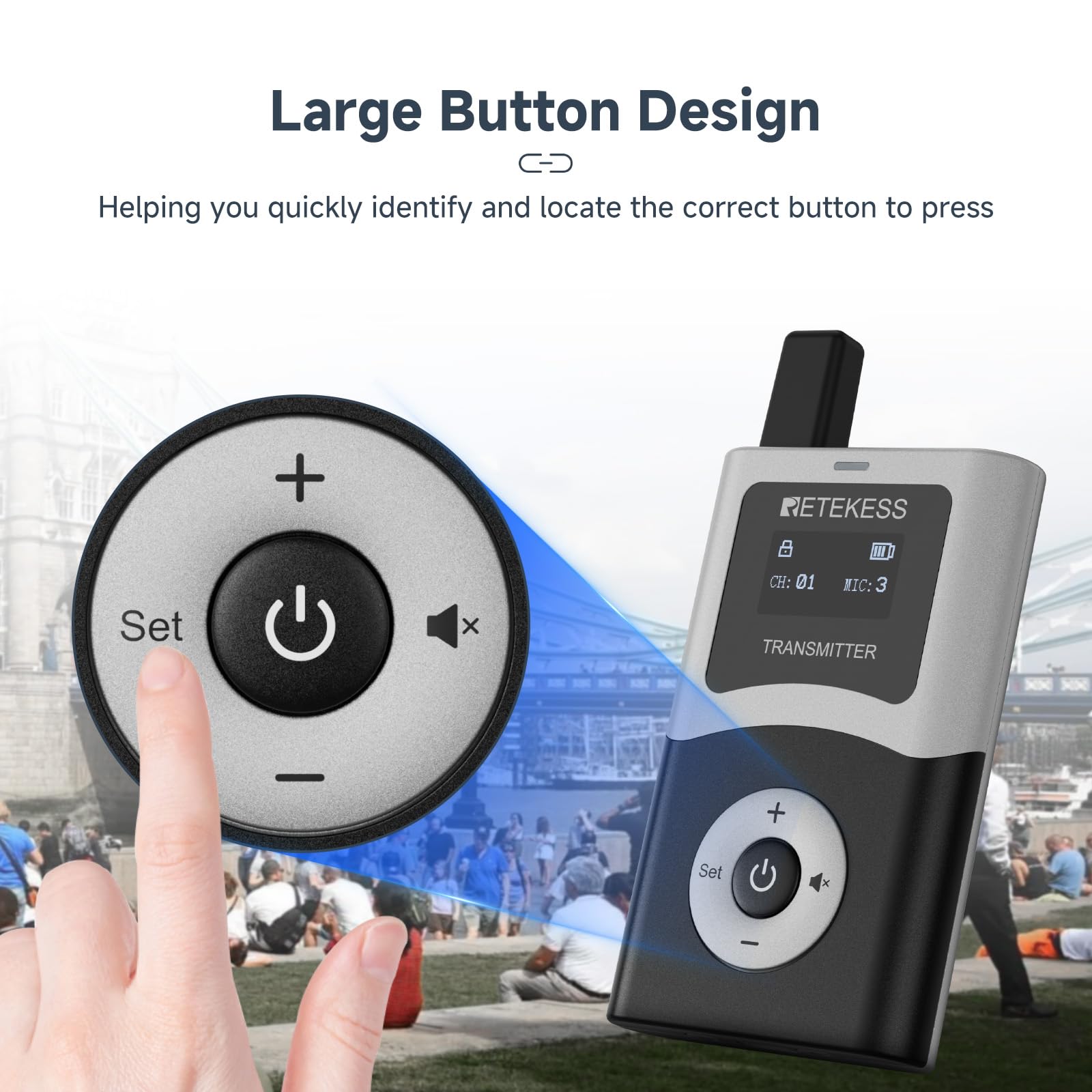 Retekess T130U(4Nd Gen T130) Wireless Tour Guide System, Guide Headsets For Both Ear, Digital Transmission Clear Sound Quality,