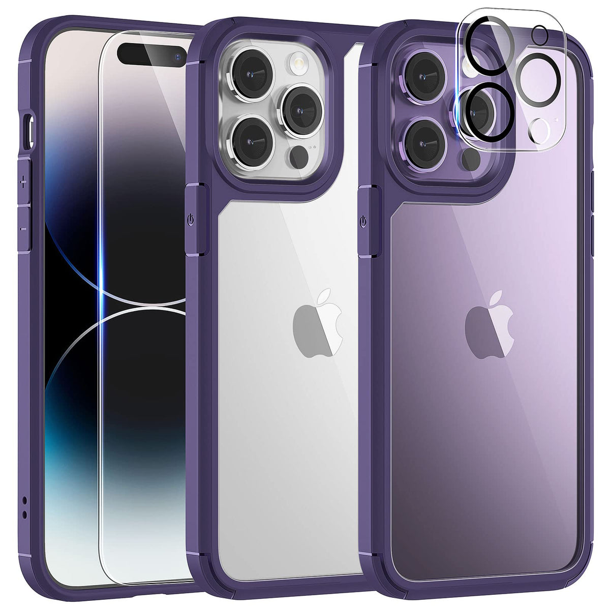 Tauri 5 In 1 For Iphone 14 Pro Max Case Purple, [Military Grade Drop Protection] Slim Shockproof Phone Lanyard Case 6.7 Inch