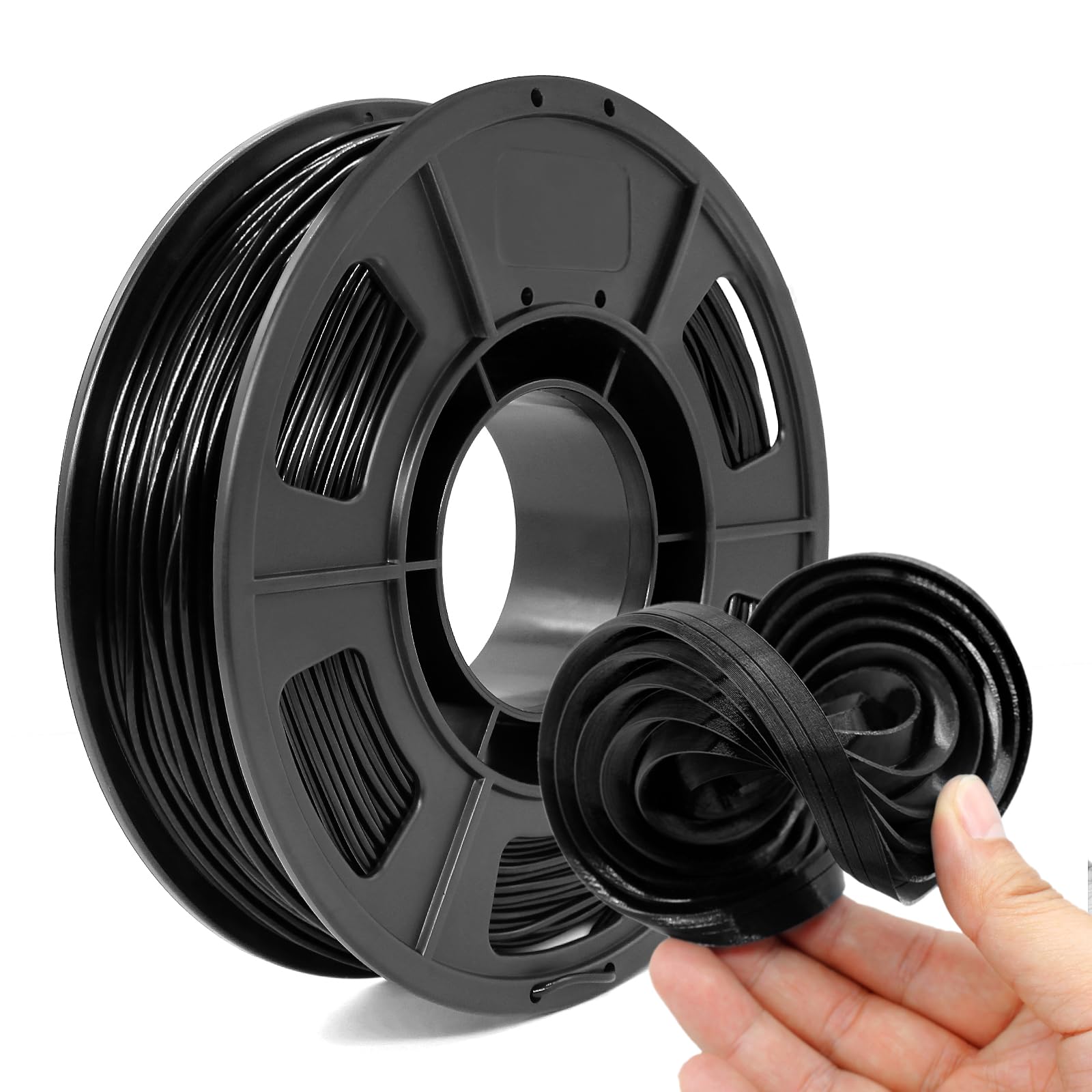 Tecsonar 85A TPU 3D Printer Filament 1.75mm 0.03mm,250g Black Filament,Super Soft & Flexible Rubber-Like Filament,Durable & Wear