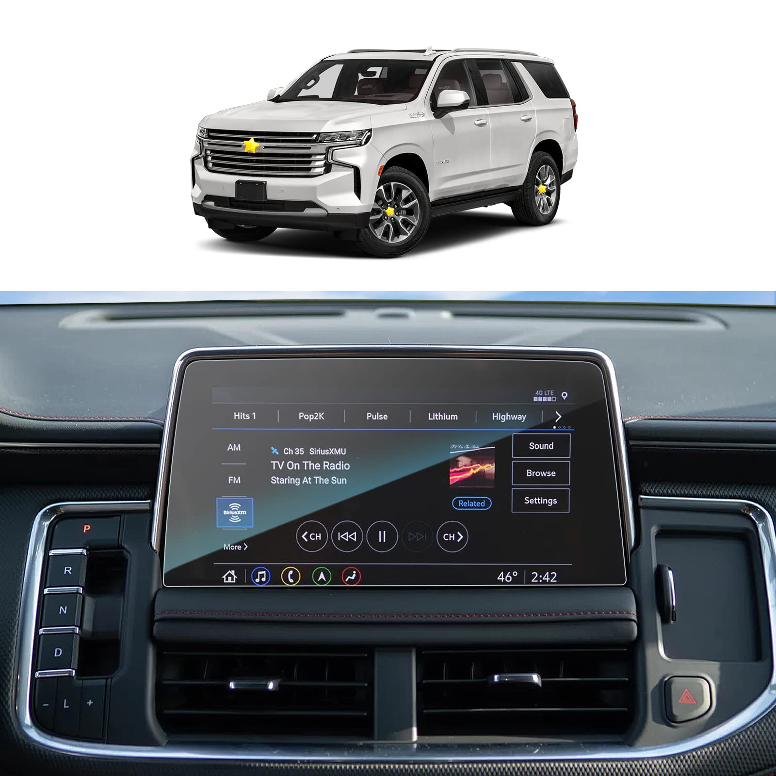 Sktu 2023 2024 Chevy Tahoe Accessories Screen Protector For 2021 2024 Chevy Tahoe/Chevy Suburban/Gmc Yukon 10.2In Navigation Tempered Glass Hd Clear