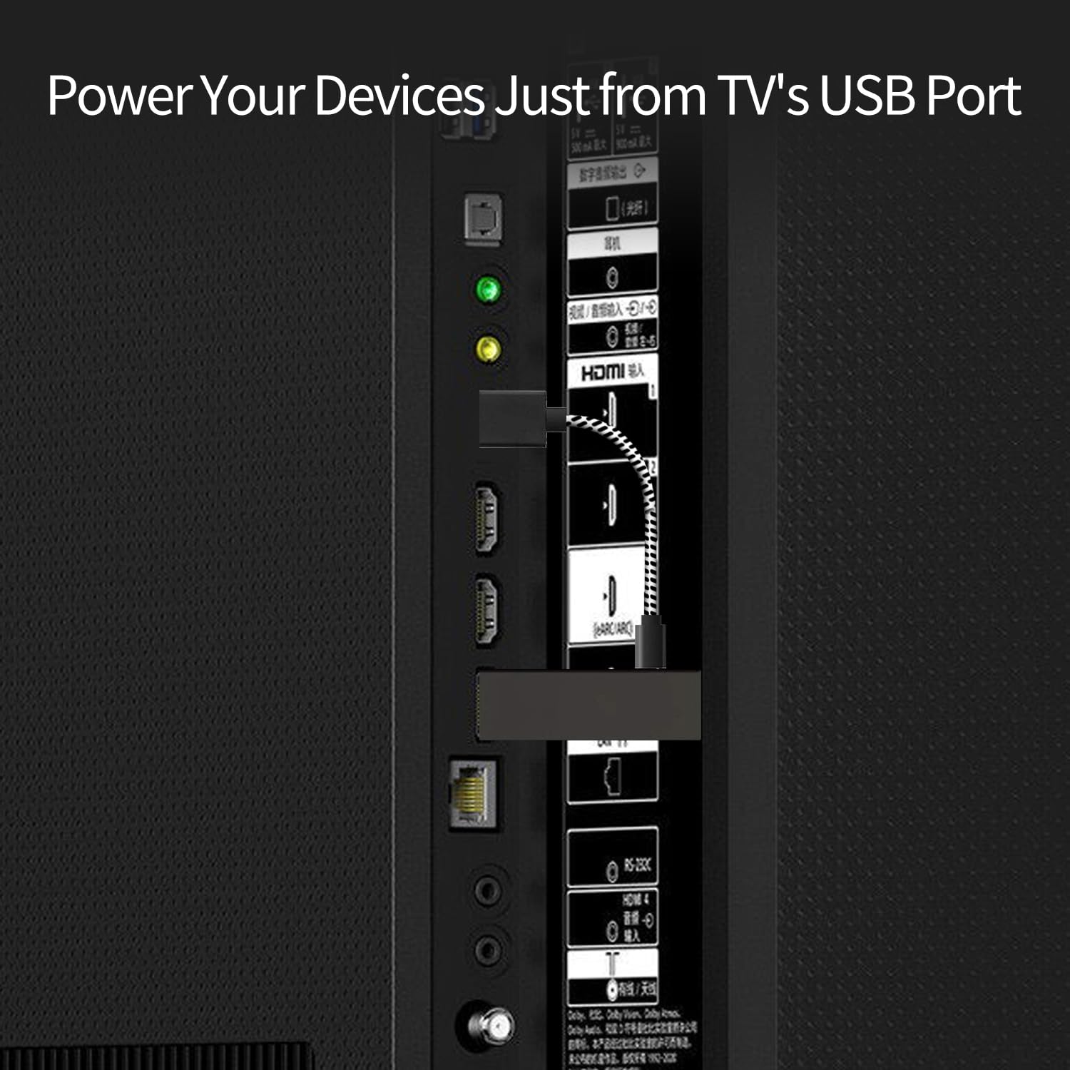 Podline Usb Power Cable For Fire Stick, Powers Streaming Tv Stick From Tv Usb Port Without The Clutter, Eliminates Ac Power Adap
