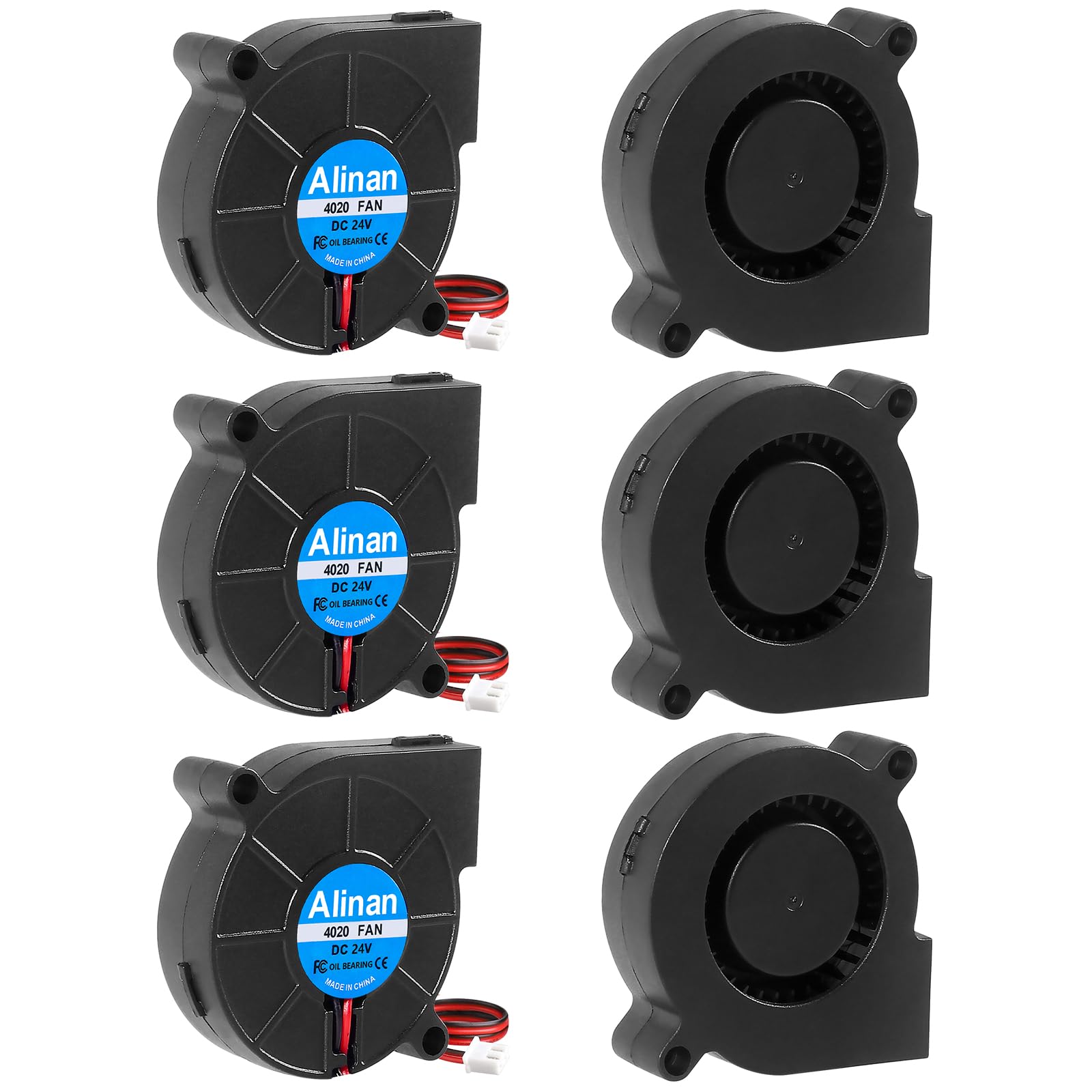 Alinan 6Pcs 4020 24V Brushless Cooling Blower Fan 40 * 40 * 20Mm Cable Length 30Cm Dual Ball Bearing 2Pin Terninal