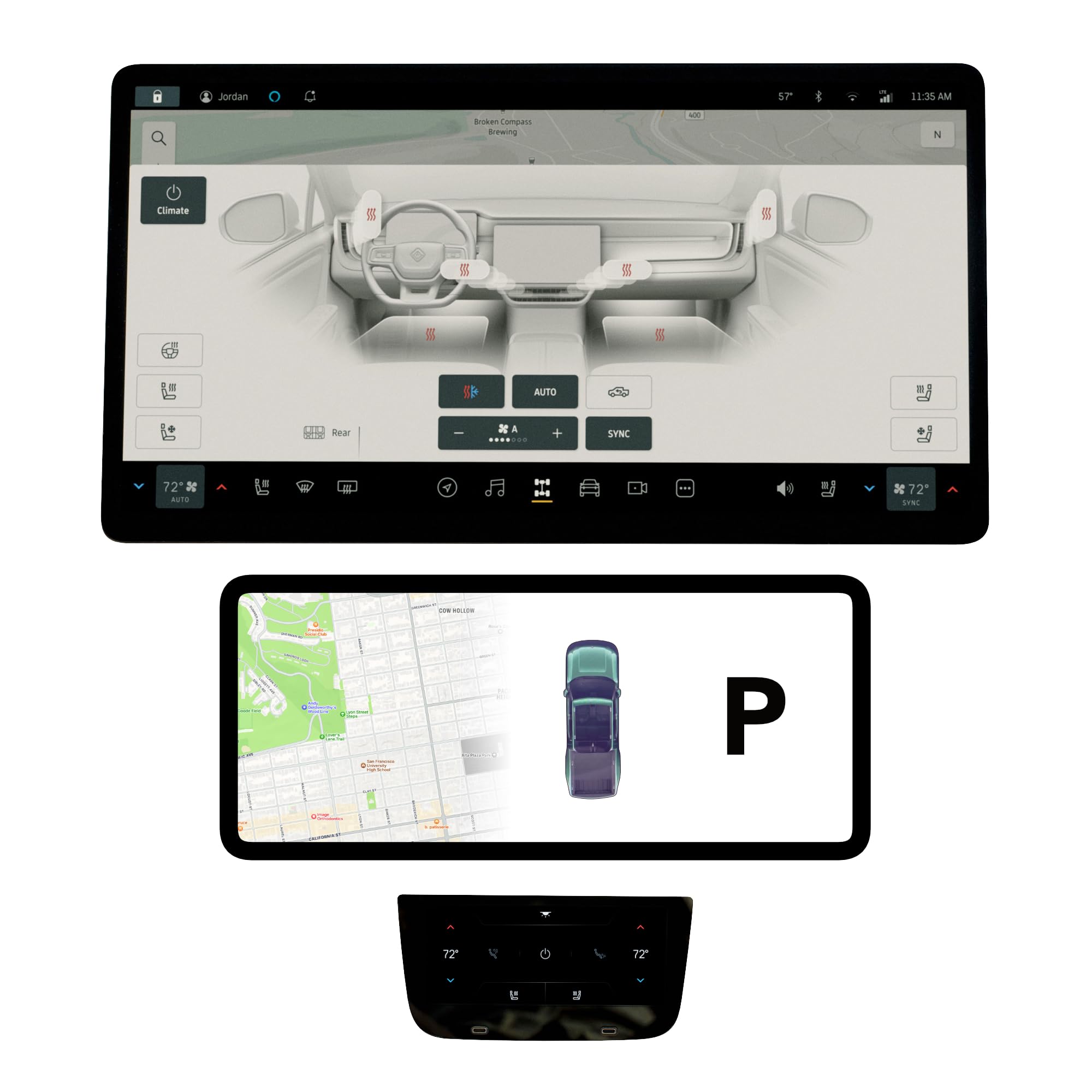 Twraps Screen Protectors For Rivian R1S & Rivian R1T, Set Of 3 Crystal Clear Gloss Hd, 9H Tough Gps Navigation Touch Display Protection Cover, Accessories For Rivian R1 Gen1 & Gen2 2025 2024 2023 2022