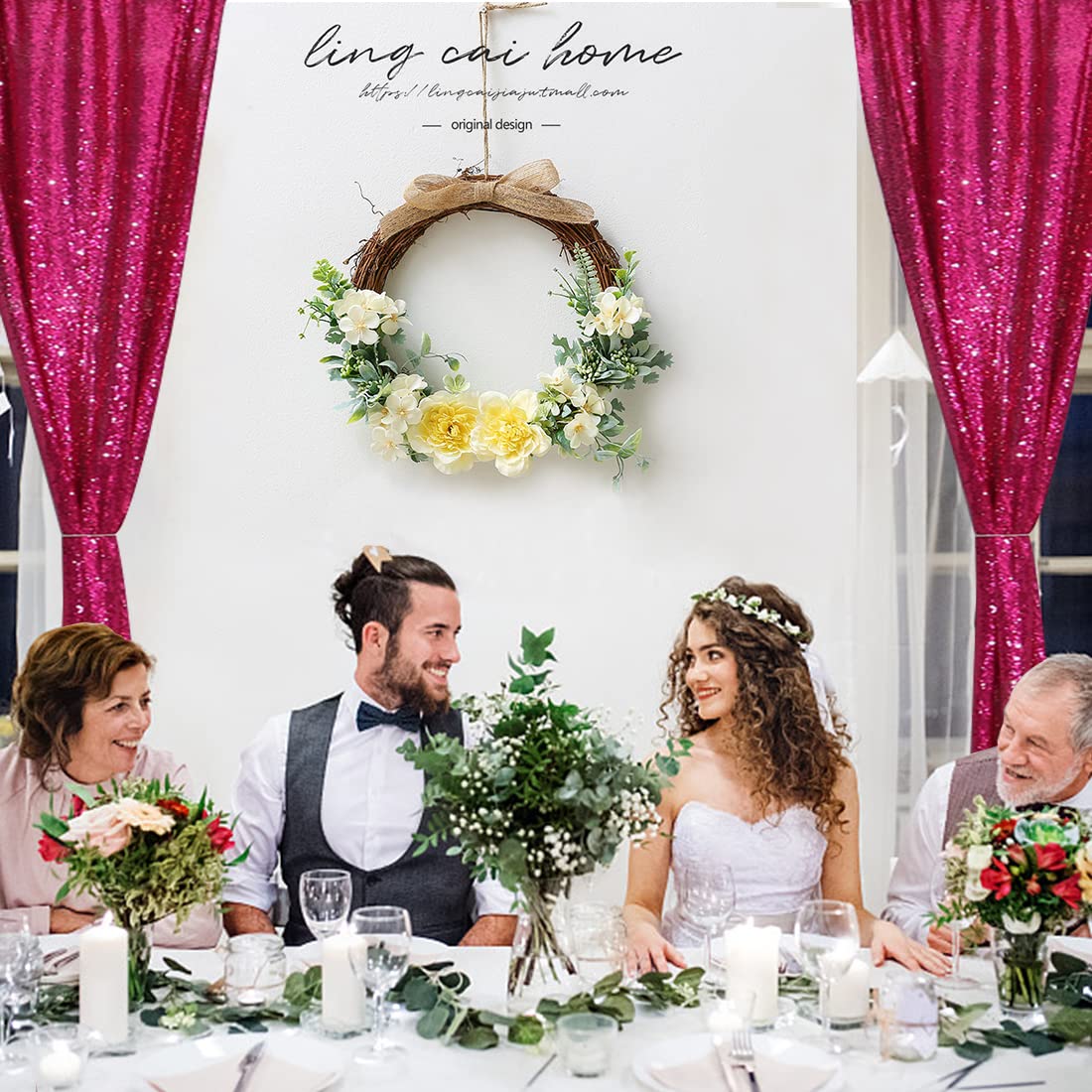 Poise3Ehome Hot Pink Sequin Backdrop Curtain, 2 Panels Hot Pink Sequin Backdrop, 2Ftx8Ft Sequin Curtains For Party Wedding Seque