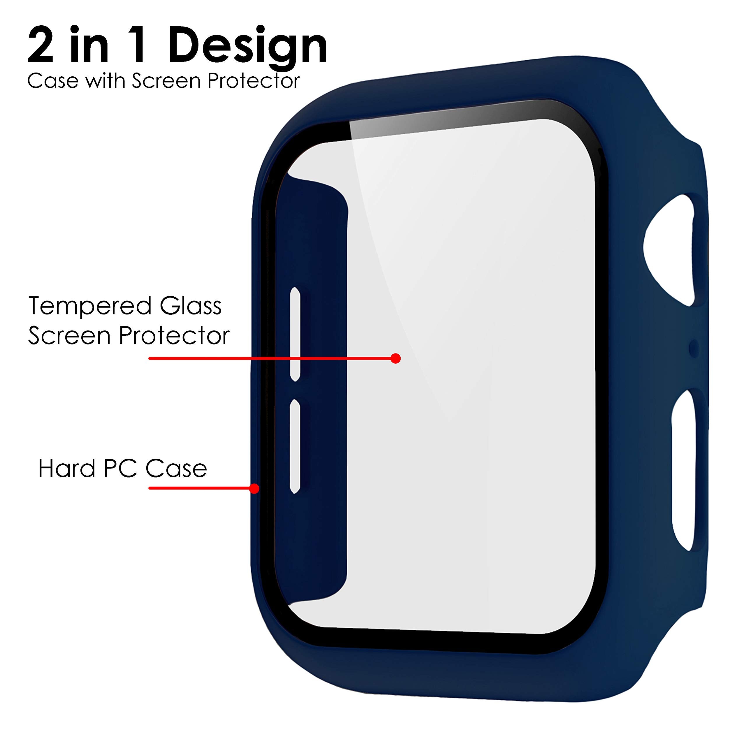 Pokanic [2 Pack Compatible With Apple Watch Se 6 5 4 Series Iwatch 9H Tempered Glass Case Full Screen Protector Cover Scratch (M