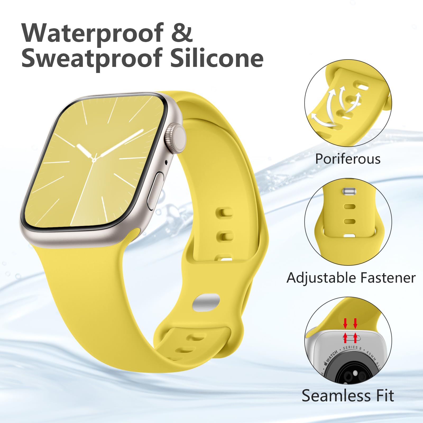 Imivio Sport Band Compatible With Apple Watch Sport Band 38Mm 40Mm 41Mm 42Mm 44Mm 45Mm 49Mm For Women Men, Soft Silicone Waterpr