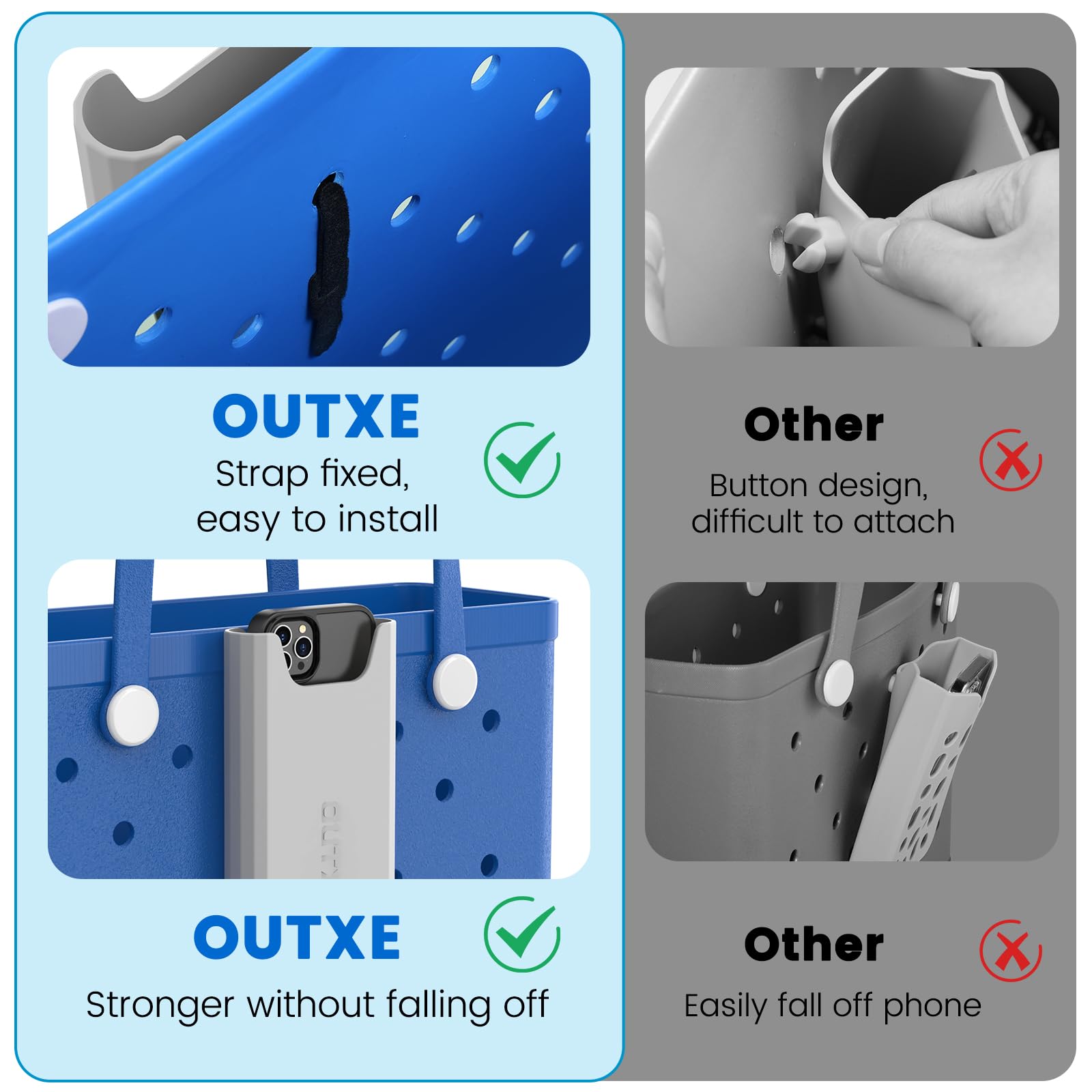 Outxe Silicone Phone Holder For Bogg Bag, Phone Case Holder Charms Accessory Compatible With All Bogg Bags, Cell Phone Holder Fo