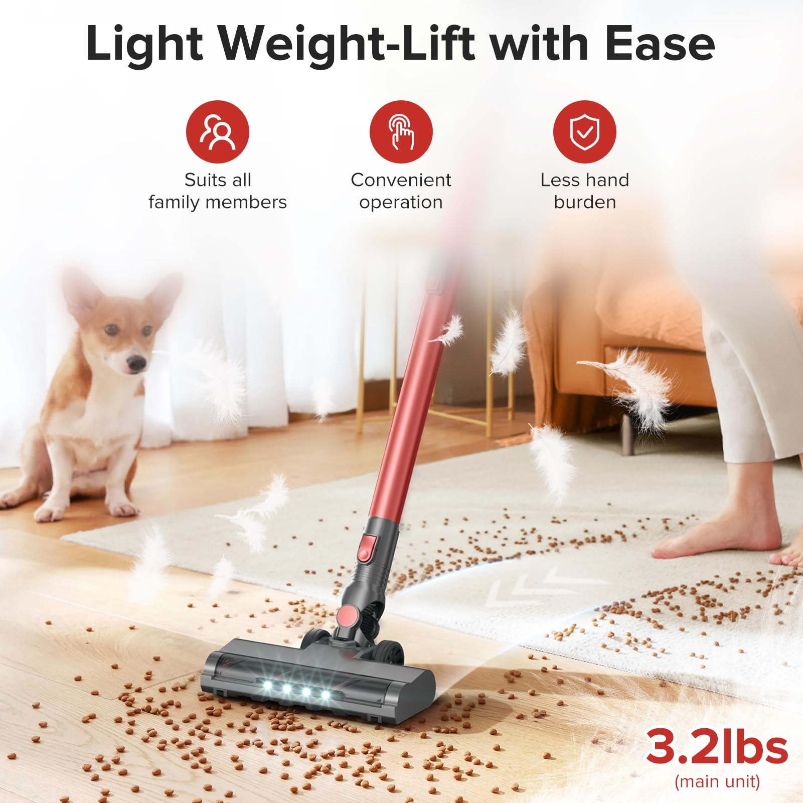Housbrush Cordless Vacuum Cleaner With Self-Standing, Powerful Stick Vacuum Cleaners For Home, 8-In-1 Lightweight Rechargeable V