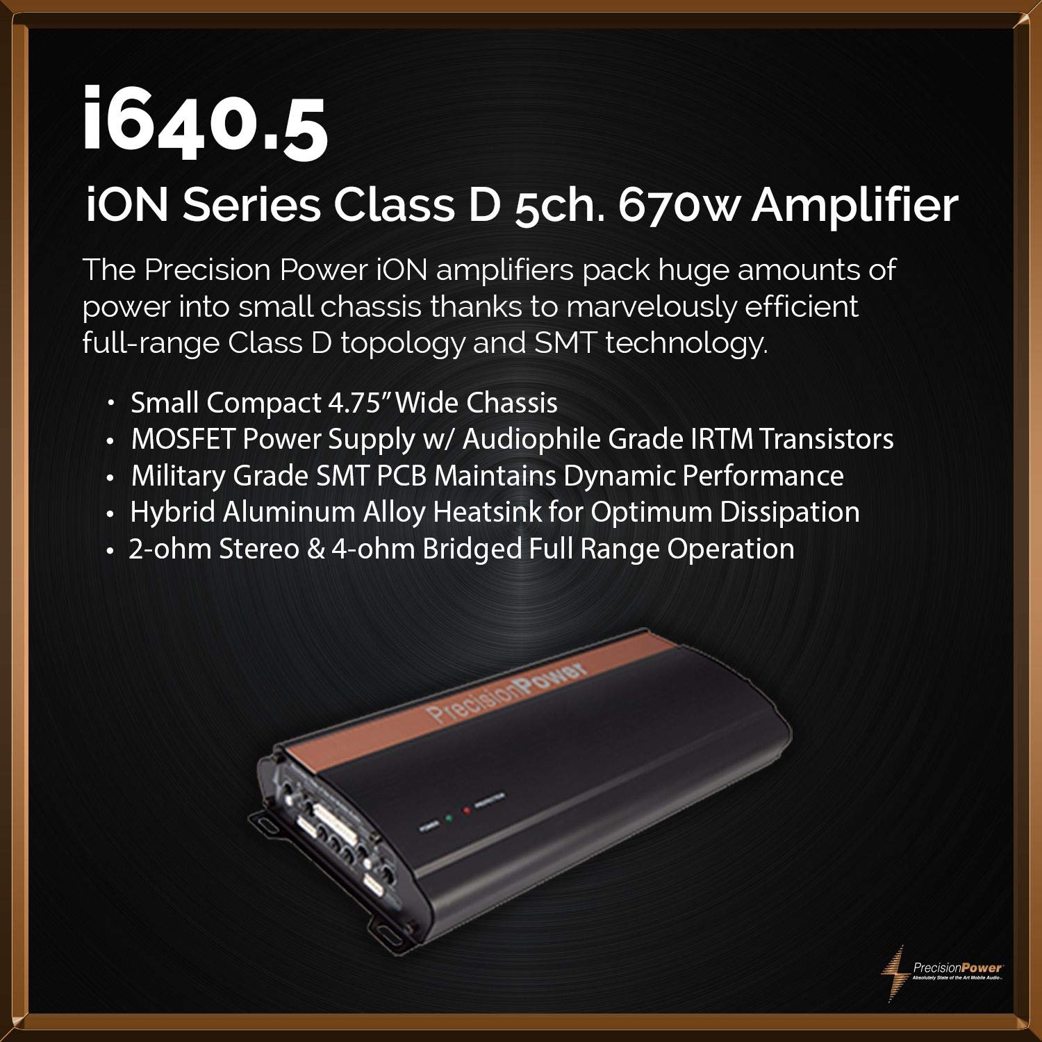 Precision Power I640.5 640 Watt 5 Channel Ion Series Class D Full Range Digital Stereo Bridgeable Amplifier