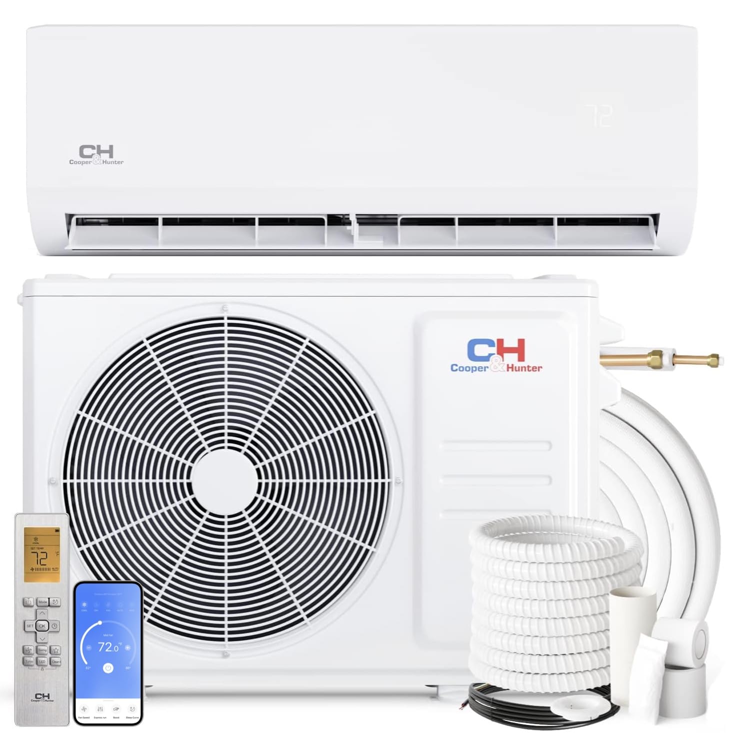 Cooper & Hunter Olivia Series, 12,000 BTU, 230V, 23.10 SEER2, Single Zone Mini Split AC/Heating Ductless Inverter System, Includ