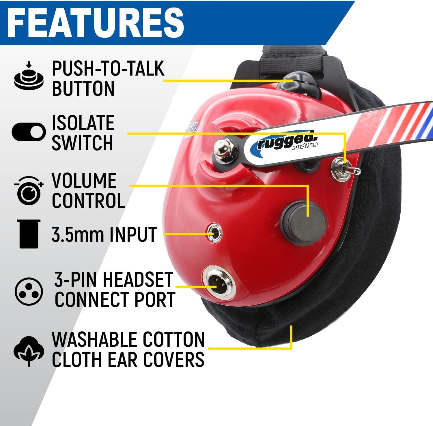 Rugged Radios Single Nascar Linkable Behind The Head Headset For Race Fan Racing Radios Electronics Communications   Connects To
