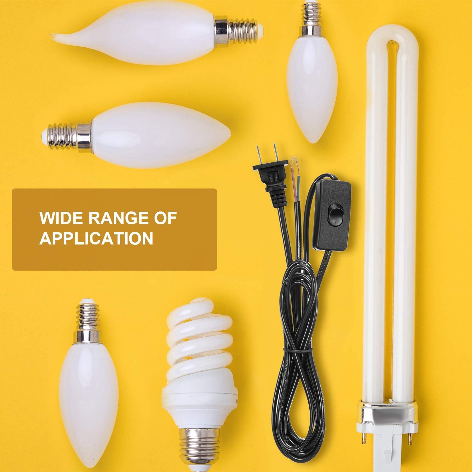 Pelopy 10 Packs Light Cord Set Lamp Cord Cable Cord With Molded Plug, Pure Copper Stripped Ends Ready For Wiring,110 220V, 50W?6