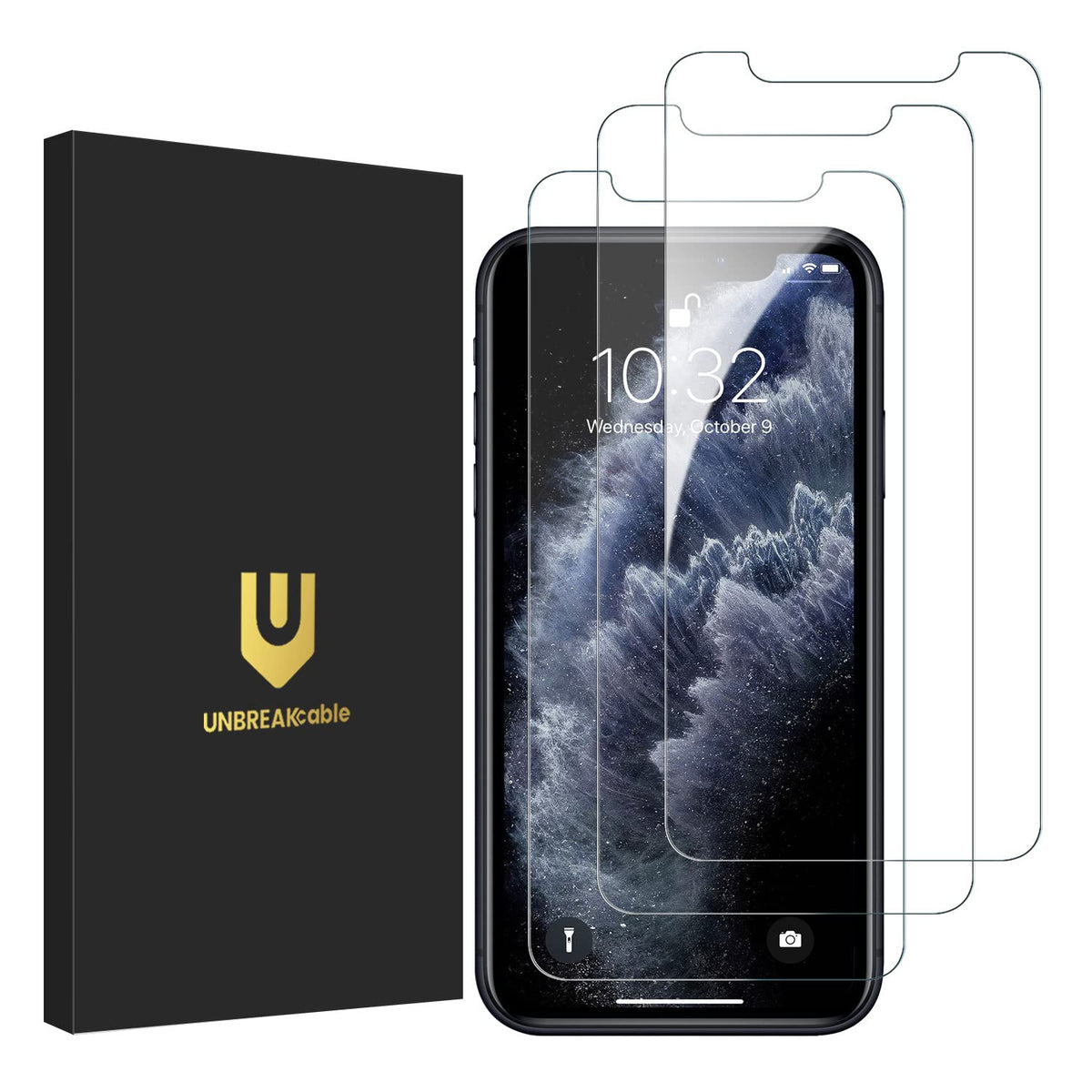 Unbreakcable 3 Pack Screen Protector For Iphone 11 Pro Max/Iphone Xs Max, Double Shatterproof Tempered Glass [Easy Installation