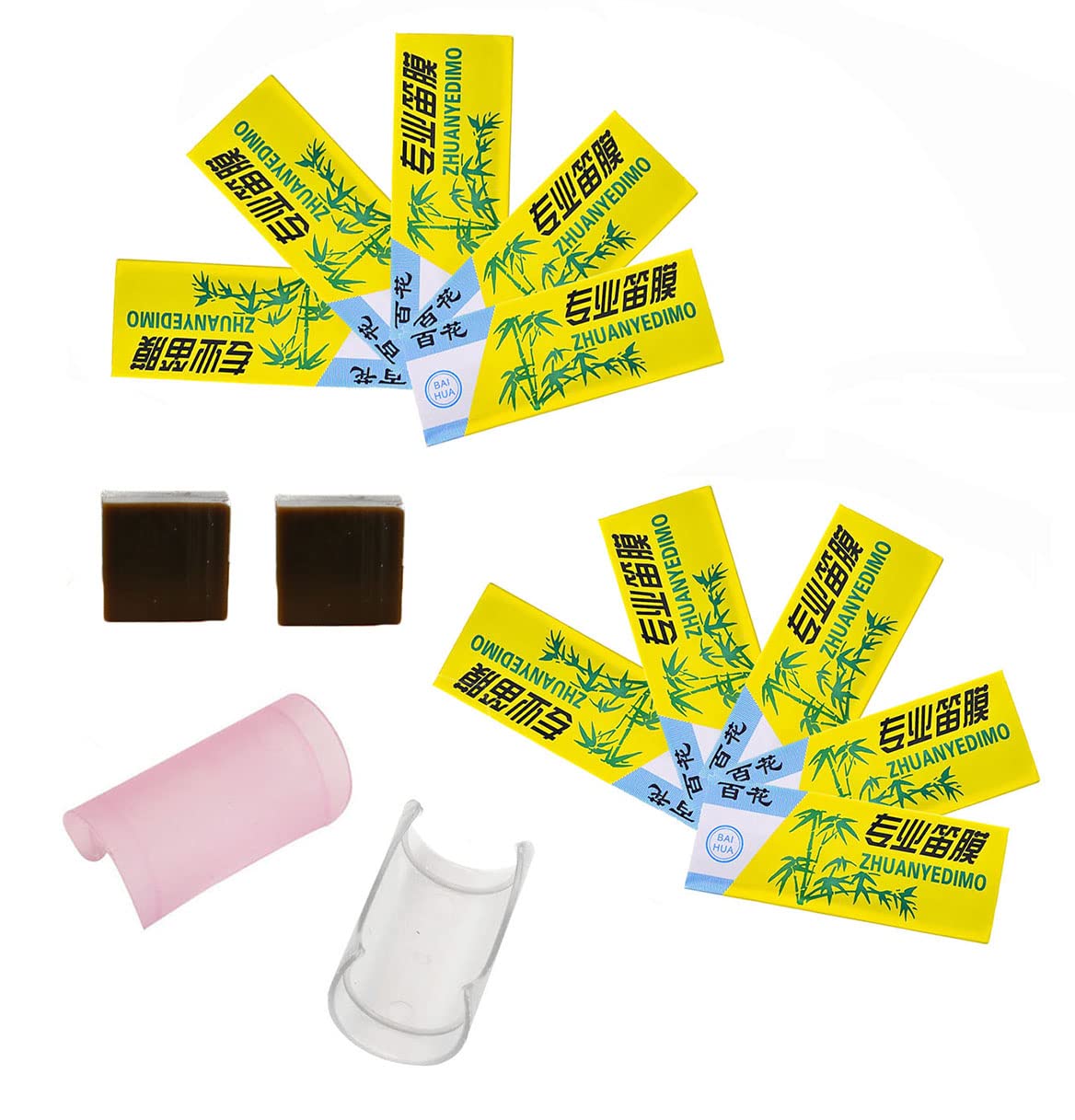 Tuoren 12 Pcs Bamboo Flute Membrane Dizi Dimo With Membrane Glue Protector Set